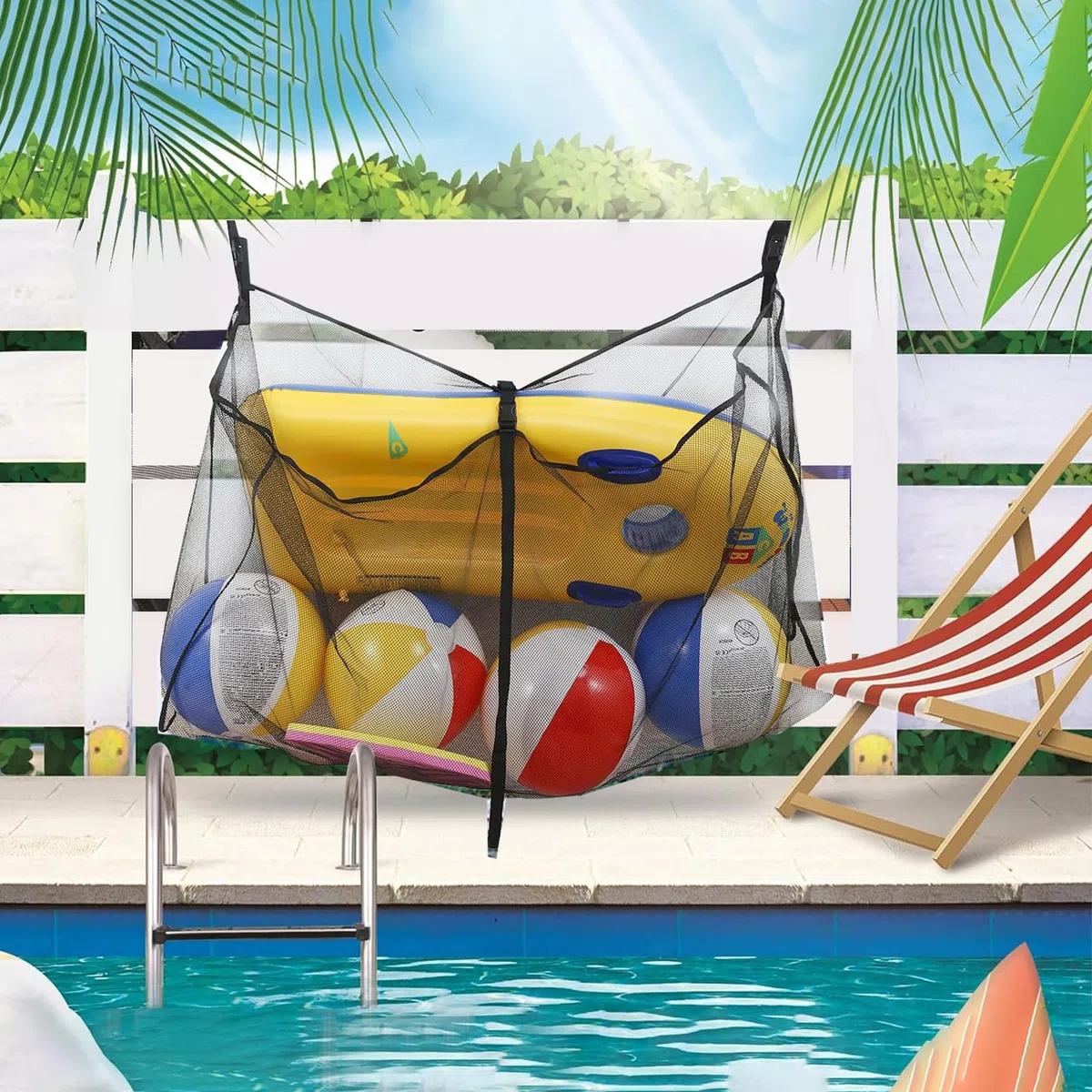 Bolsa de Juguetes de Flotador de Piscina,Bolsa de Juguetes Playa de Malla,Bolsa Juguetes Bañera,Bolsa Colgante de Almacenamiento de Flotador de Piscina,para Bolas Flotador Juguetes Inflables de Agua