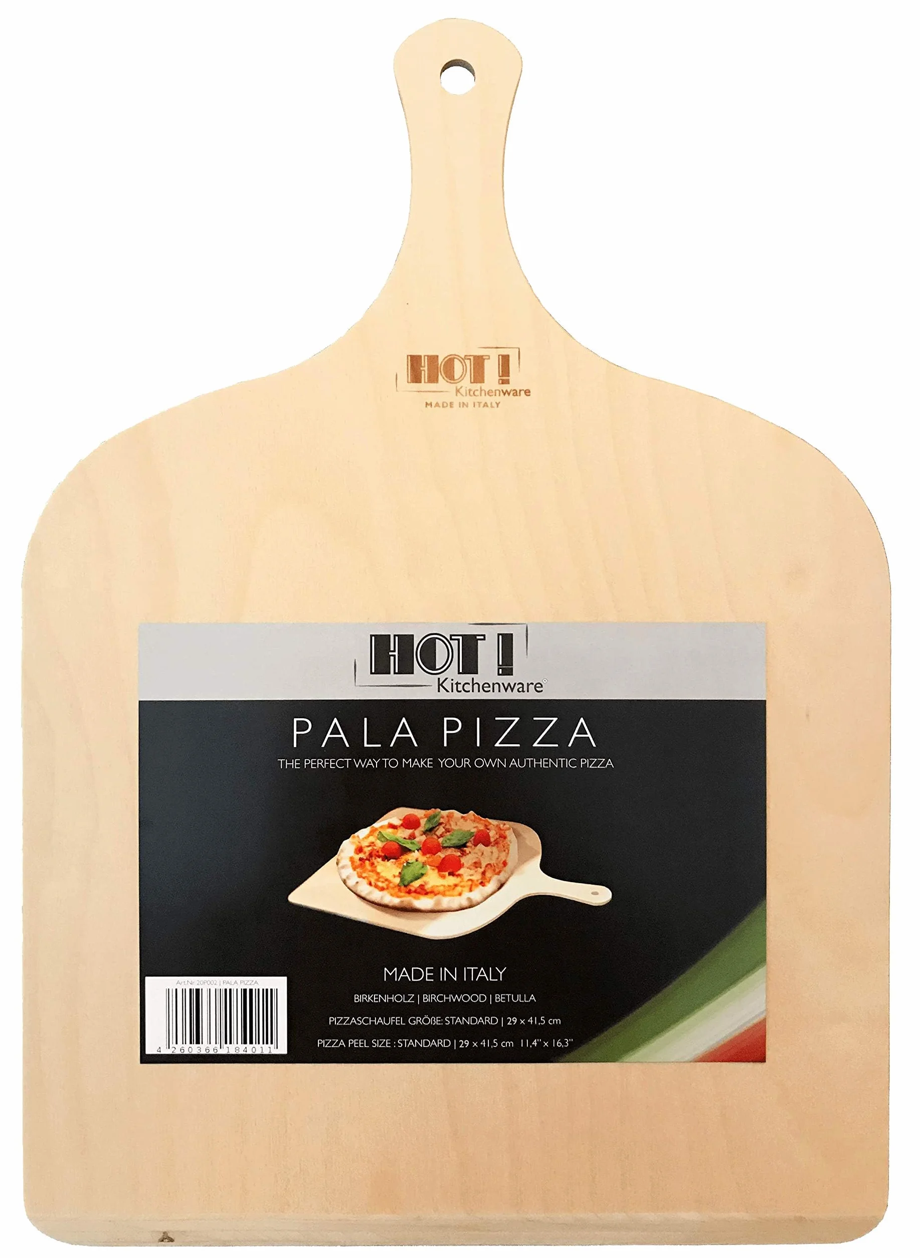 Pala para Pizza, Madera de Abedul, 100% Made in Italy, 29 x 41.5 cm (1 pieza)