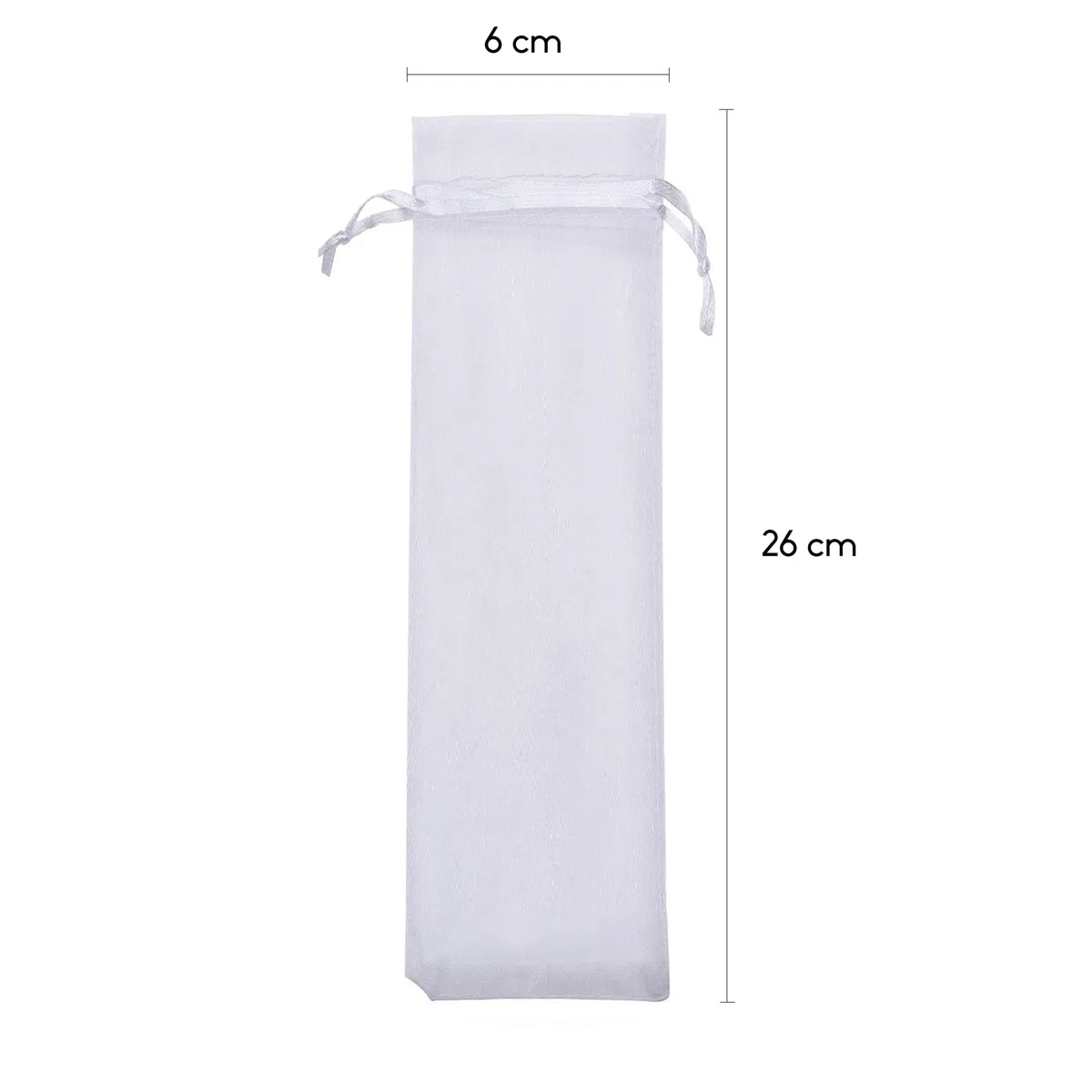 50 fundas blancas de organza, tamaño 26 cm x 6 cm, ideales para objetos largos (abanicos, bolígrafos, etc.)