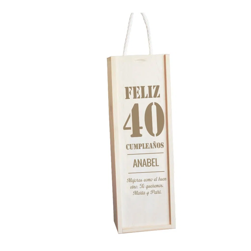 CALLE DEL REGALO Caja de vino personalizada | Caja de madera con tapa corrediza y asa | Capacidad para una botella de vino | Regalo para hombre y mujer