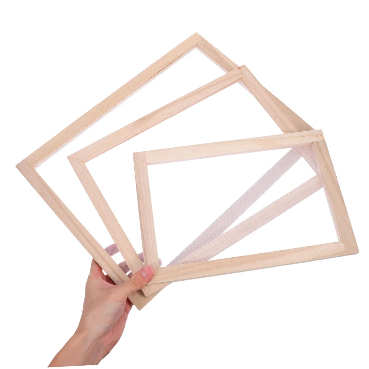 Operitacx Marco de Madera de Paulownia con Malla 3 Piezas Portátiles para Distribución Uniforme de Pulpa para Fabricación de Papel Adecuado para Manualidades y Flores Secas