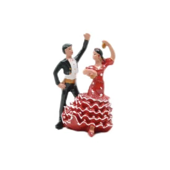 Z&H Figura Decorativa de Bailarines de Flamenco, Souvenir de España, Rojo y Negro. 9cmX4.5cmX4cm