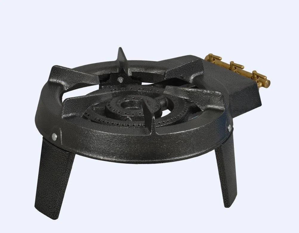 Kitchen chef estufa de gas de hierro fundido de tres patas de 7kw ht-c-0003