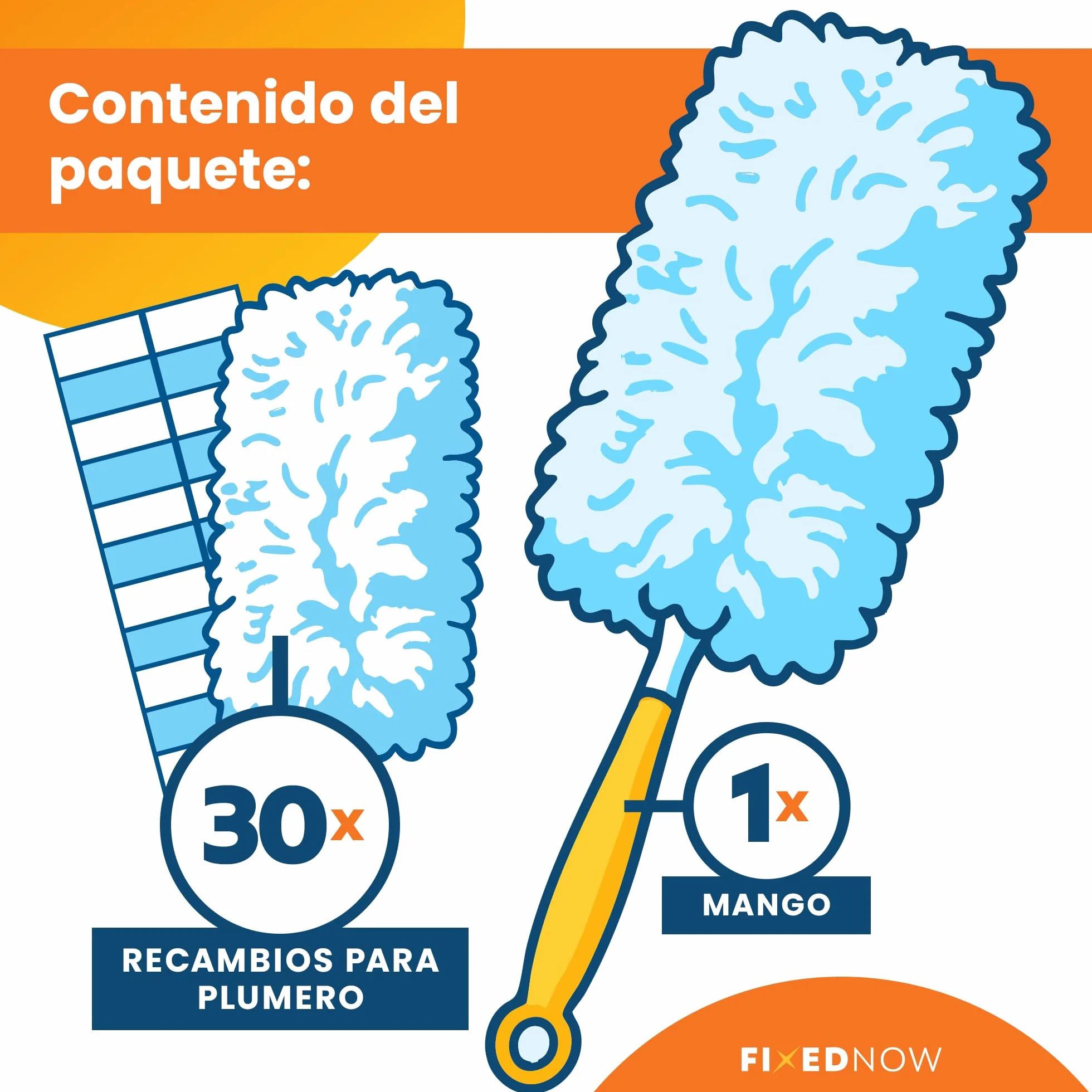 Paquete de 30 paños de Repuesto XXL con Plumero Swiffer Duster | Juego de Plumero con Mango para Limpieza en seco | Recarga de limpiaparabrisas para el hogar y el Coche