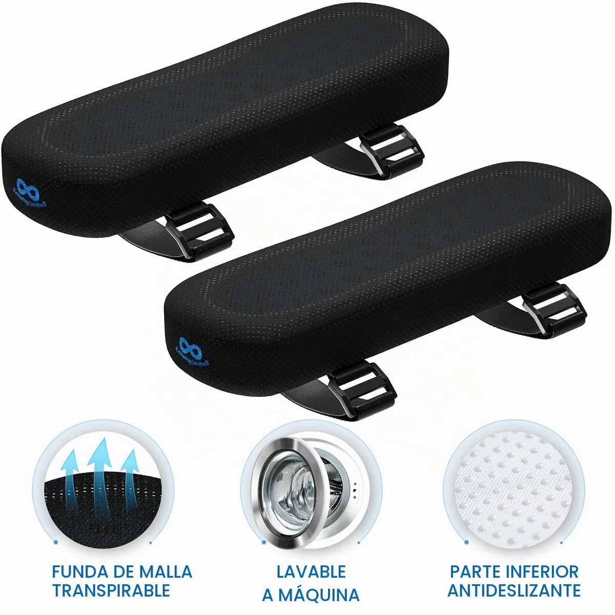 Everlasting Comfort Almohadilla reposabrazos para Silla de Oficina - Funda de reposabrazos para la Oficina - Apoyo para antebrazos (Juego de 2)
