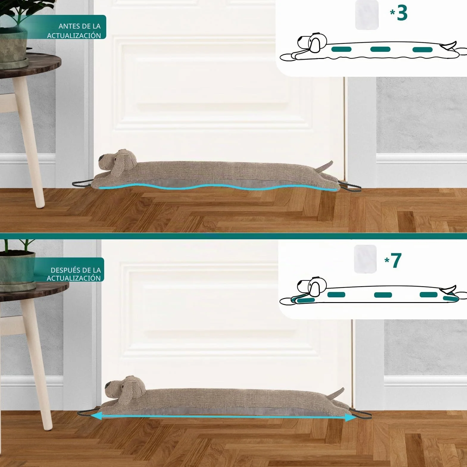 Burletes de Puerta Decorativos Paravientos 81 cm para Puertas y Ventanas, Amortiguador de Corrientes de Aire contrapesado para la Parte Inferior de la Puerta - Perro marrón 32"