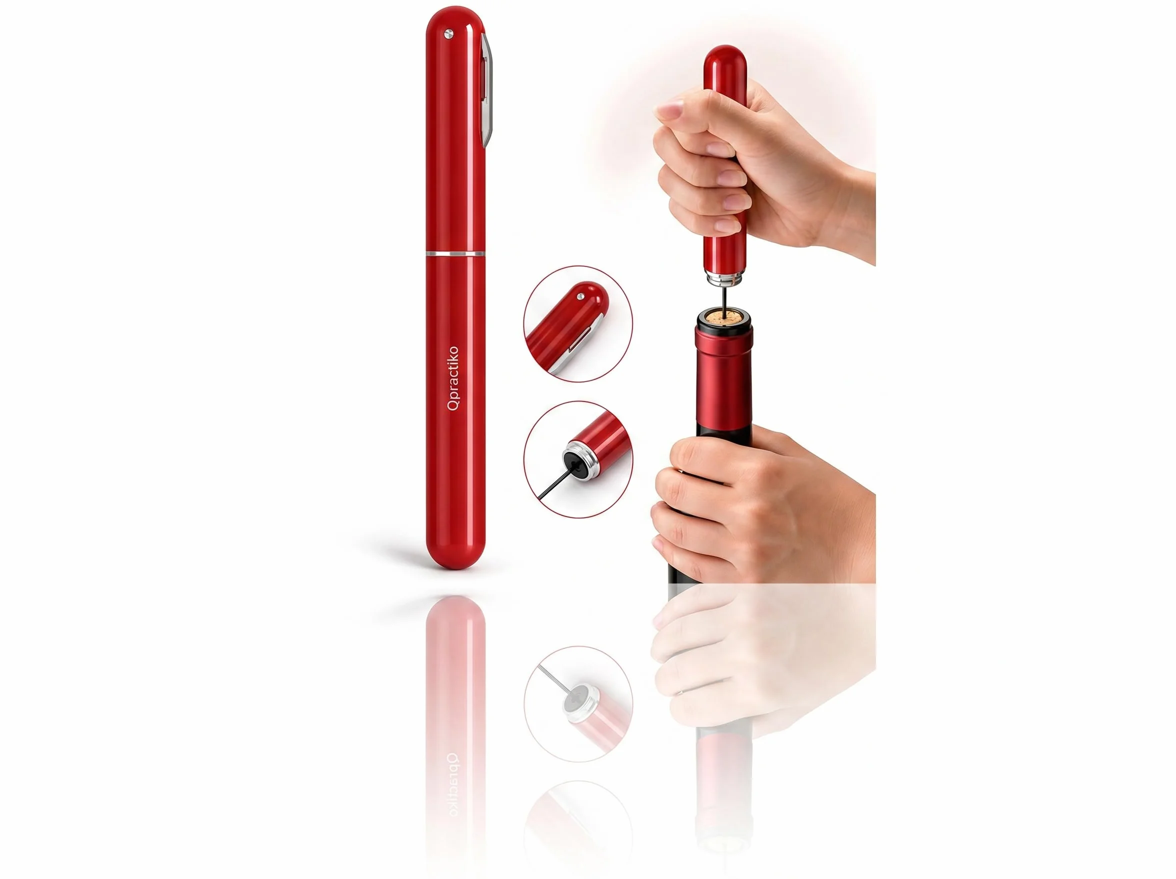 Sacacorchos de aire a presión con aguja inox | ABS resistente, 3 pasos de uso, extrae el corcho, apto para corchos naturales