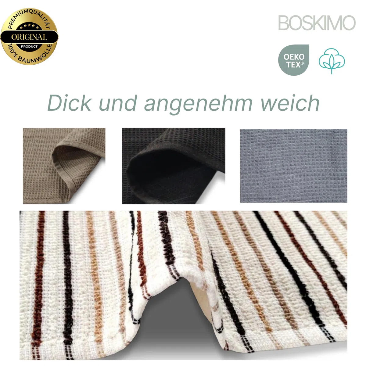Paños de Cocina de Algodón con Rizo – Pack de 12 Trapos Cocina Premium Absorbentes y Reutilizables 45x65 cm Aura Beige