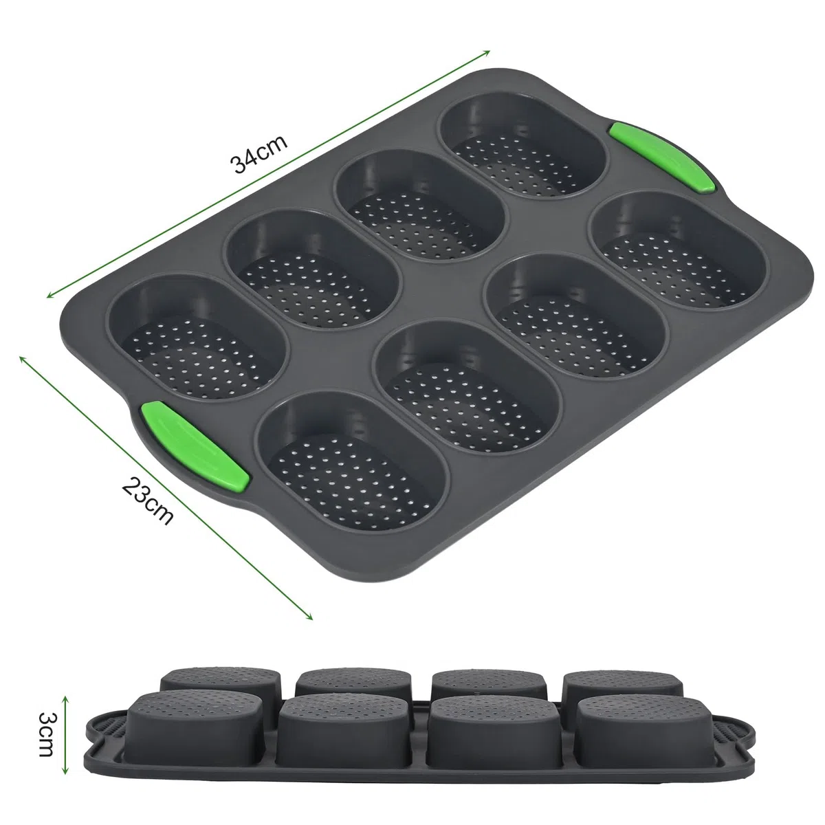 Molde de silicona para hornear pan, molde para pan de 8 compartimentos, molde de silicona antiadherente, molde para hornear pan francés, molde para hornear de cocina, fácil de limpiar
