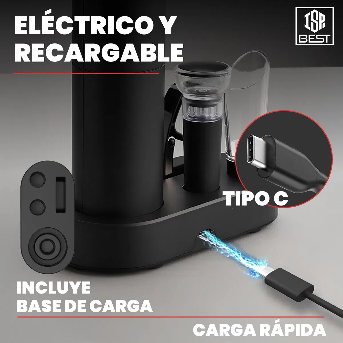 Sacacorchos Eléctrico Profesional 7 en 1 |Set de Vino Premium | Abridor de Vino Automático con Aireador + Vertedor + 2 Tapones Vacío | Regalos para Hombres | USB Recargable (Versión 2025)