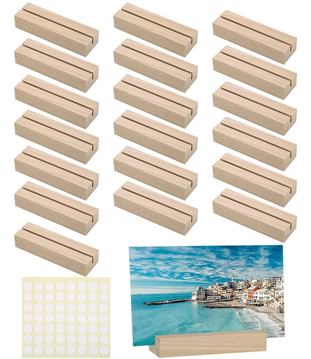 20 Piezas Soportes para Tarjetas de Madera, para números de mesa, para fotos, Rectangular para Visita Boda Banquete Celebración Fiesta