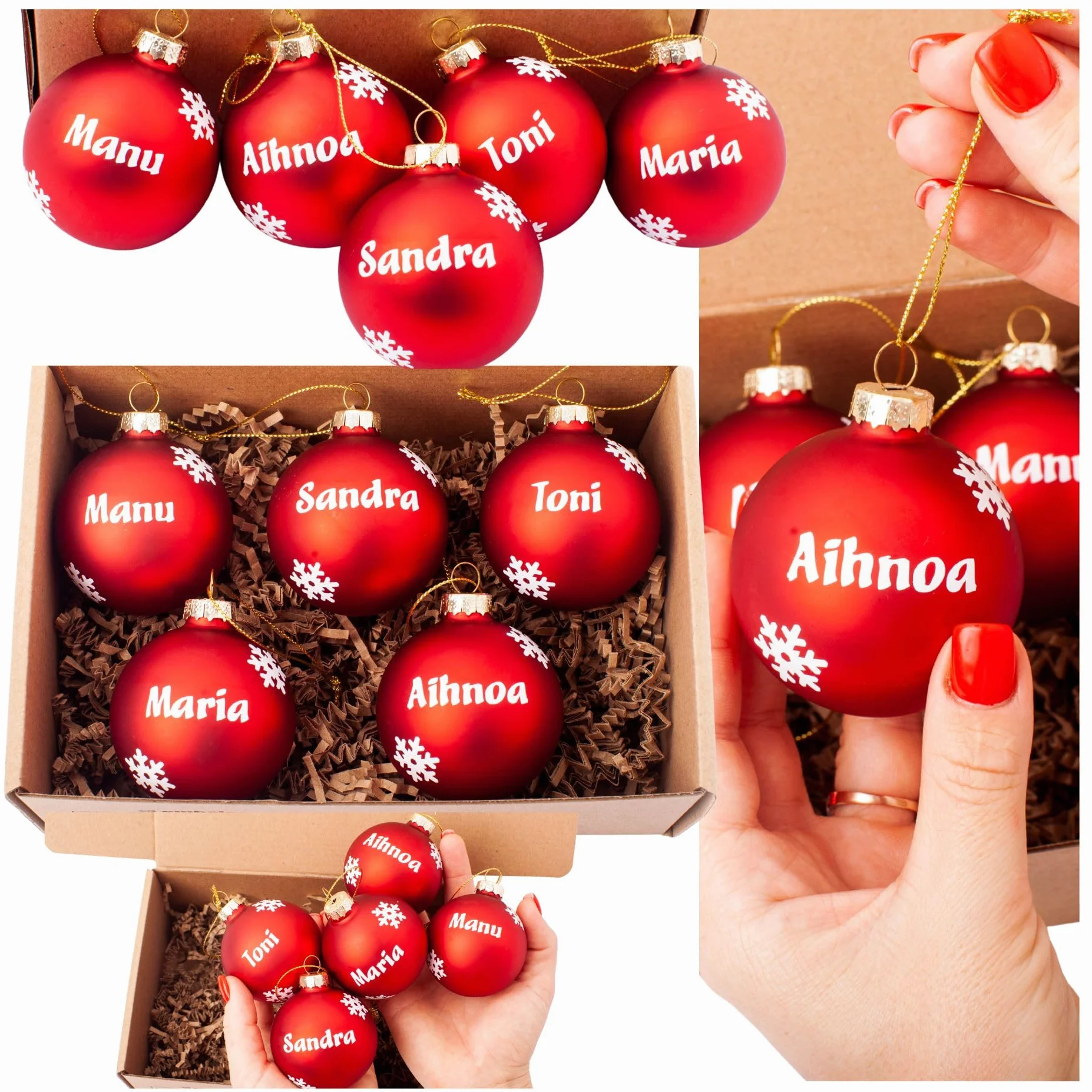 Olesea Bolas de Navidad Personalizadas Glossy– Adornos para Árbol | Decoración Navideña Elegante | con Nombre | Natal Decoração – Natal | Navidad Empresas