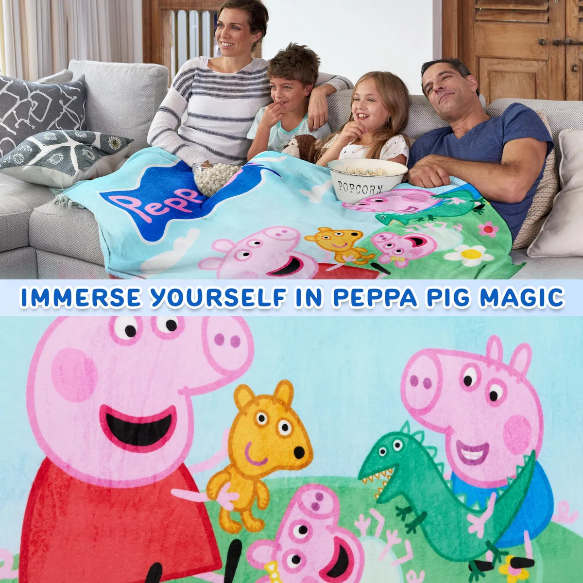 Get Trend Peppa Pig Manta Infantil para Cama Sofá Viaje, Decoracion Dormitorio, Mantas Suaves y Divertidas, Regalos Originales, 130x150cm (Multi Peppa Pig)