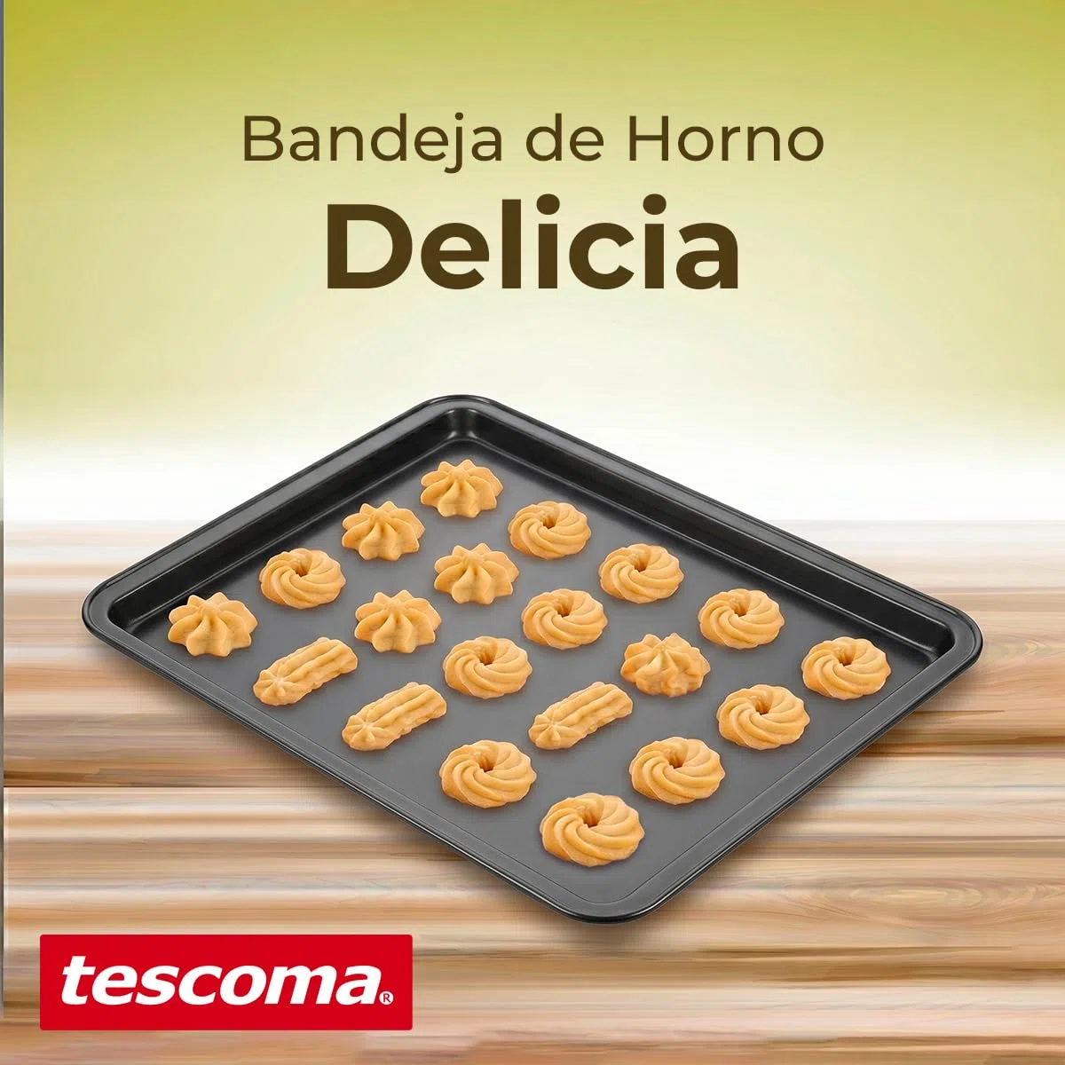 Tescoma - Bandeja de Honor Plana 41 x 27 cm Delicia – Bandeja de Acero al Carbono - Resistente - Ideal para Hornear - Color: Gris