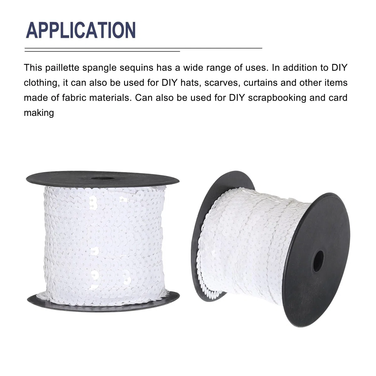 QUARKZMAN 100 Yardas Plana Lentejuelas Tira 6mm Lentejuelas Tela Paillette Lentejuelas Adorno para Manualidades Bricolaje Lentejuelas Flecos Costura Blanco