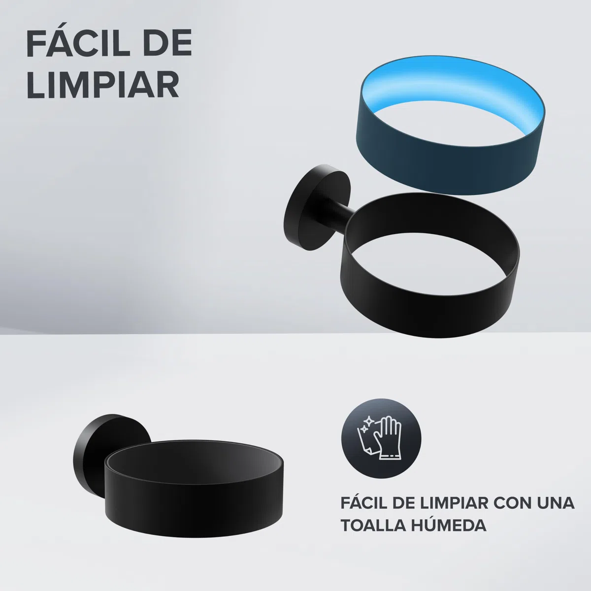 ovimar soporte para secador de pelo Kvitoya | acero inoxidable | negro mate | con fijación mural para taladrar | con almohadilla para secador de pelo | para taladrar | soporte para secador de pelo
