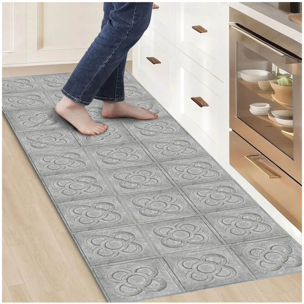 Alfombras Vinilicas para el Hogar 80 x 40 - Alfombra Vinilica Cocina Resistente y Antitropiezos - Alfombra Cocina Lavable Antideslizante para Interior/Exterior - Alfombras de Vinilo Esponjosas