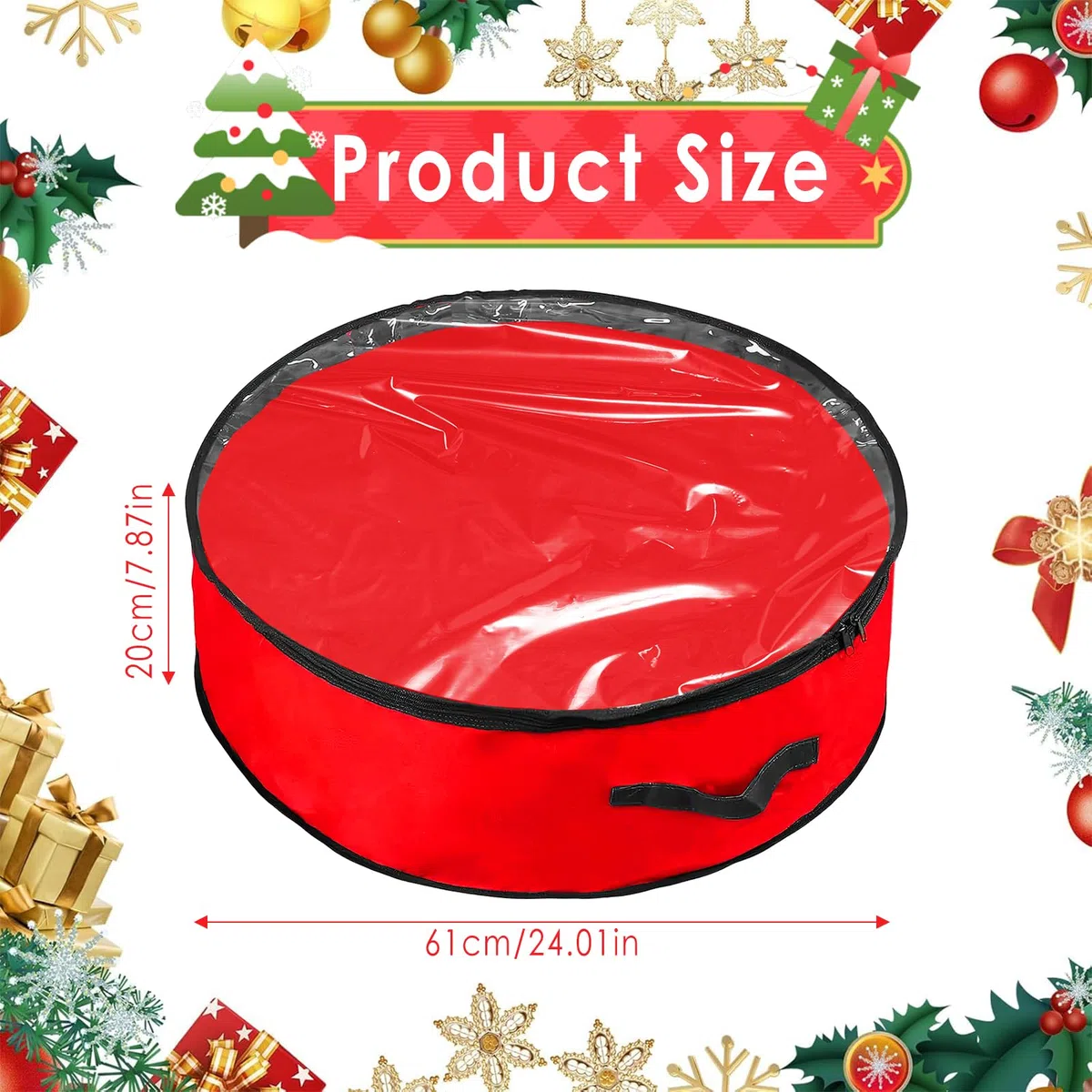 Bolsa Corona Navidad, Bolsa de Almacenamiento de Guirnaldas de Navidad, Estuches de Guirnaldas de Navidad para Corona de Adviento, Adornos Navideños, Bolas Navideñas 24 pulgadas
