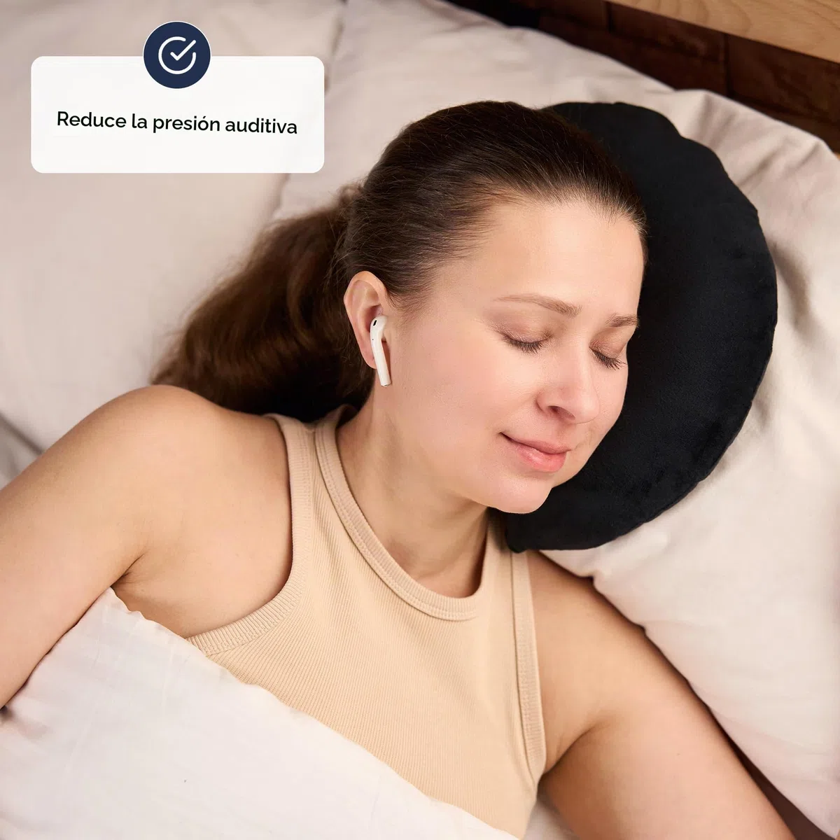 ODOXIA Almohada para Piercing Oreja | Almohada con Agujero para la Oreja | Relleno Ajustable | para Dormir de Lado | Alivio del Dolor por CNH Donut Pillow (Black)