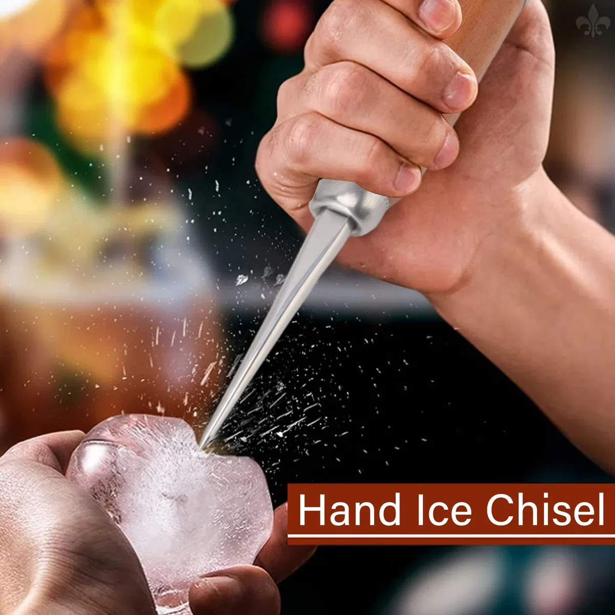 Picadora de Hielo de Acero Inoxidable, Cincel de Hielo, Punzón de Hielo, Picadora de Hielo, Eliminación de Hielo con Mango de Madera, Herramienta de Selección para el Hogar,