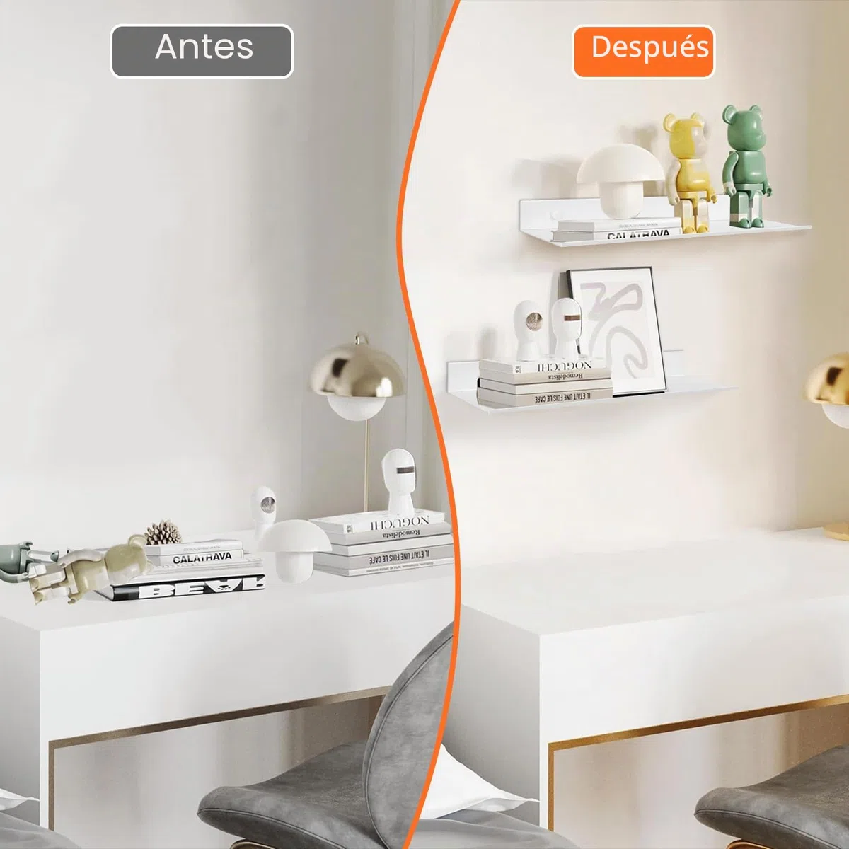 YUET 2 Piezas Estanterias de Pared, Aluminio 30cm Blanco, Estante Pared Montados en la Pared, Estantes para Ducha, Estantes flotantes de Pared, Baño, Cocina, Sala de Estar, Oficina, Salón