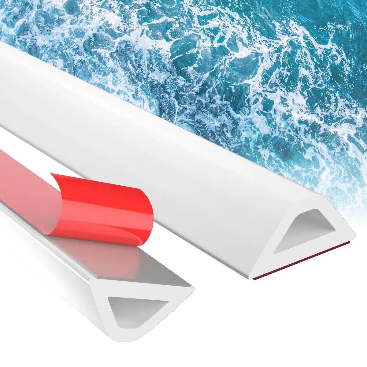 alophoty 100 cm Barrera Agua Ducha Silicona - Perfil Silicona Autoadhesiva, Borde Plato Ducha, Plegable, Impermeable, Para Mampara de Ducha, Bañera, Lavabo, Encimera Cocina