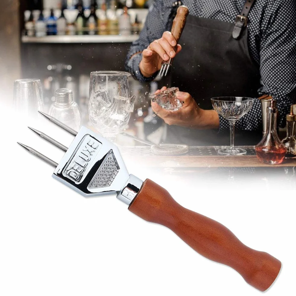 Jeffergarden Ice Chisel Pick Acero Inoxidable Ice Chisel con Mango de Madera Extracción Pick Chipper Triturador de hielo Herramienta de de Cocina Barware de Hielo Bartender Tool Bar Acce