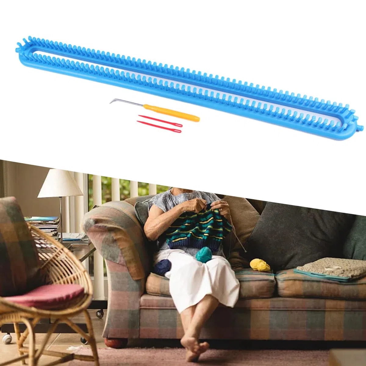 Colcolo Telar de Bufandas, Telar Rectangular, Duradero, artesanía de Bricolaje, Ganchillo, Bufanda Hecha a Mano, Dispositivo de Tejer para suéter, Bufanda, 58CM