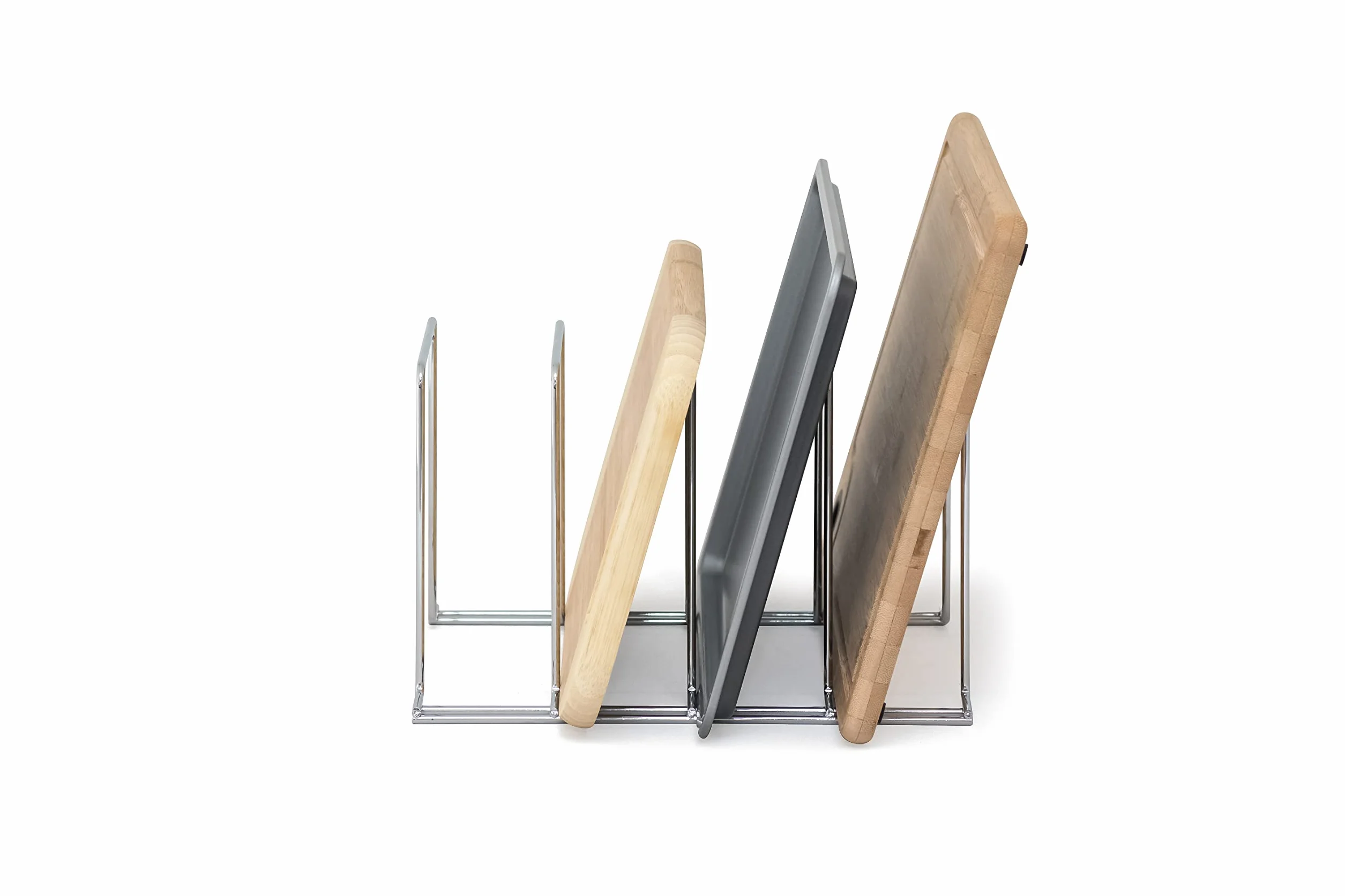 simplywire – Soporte para Bandejas de Horno y Tablas de Cortar - Almacenamiento de Sartenes - Organizador para Armarios de Cocina – Acero Recubierto de Cromo