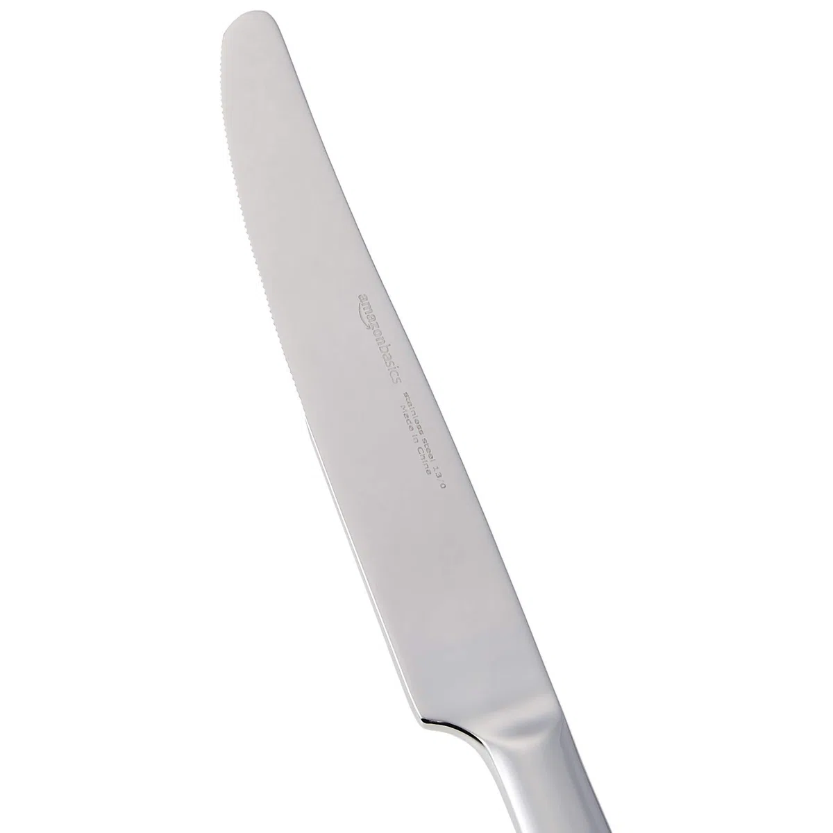 Amazon Basics Cuchillos de mesa de acero inoxidable con borde cuadrado, 12 Unidad, Plateado