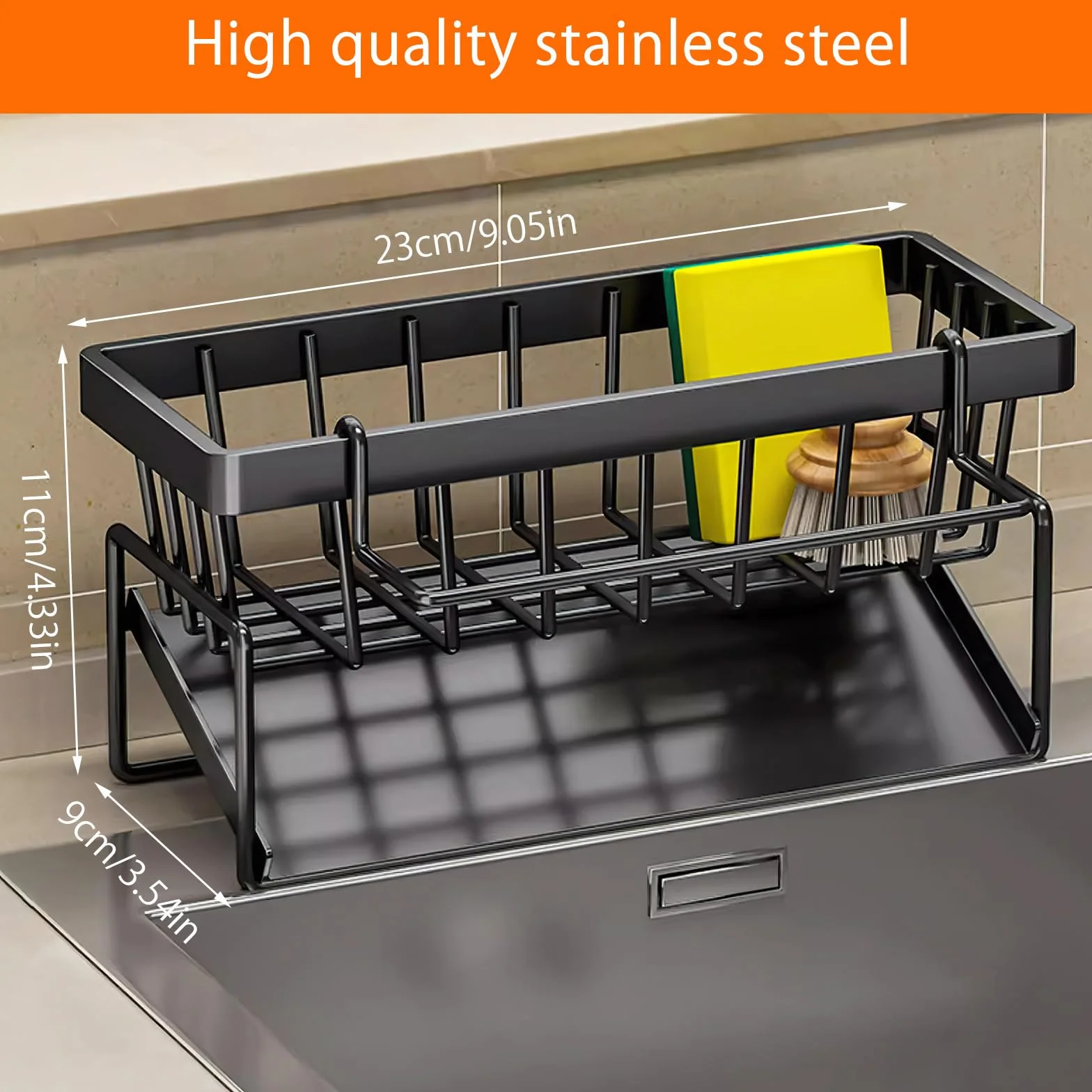 HENGBIRD Acero Inoxidable Porta estropajos Fregadero Desagüe Automático para Guarda estropajos Fregadero Soporte Estropajo fregaderos, Accesorios de Cocina.