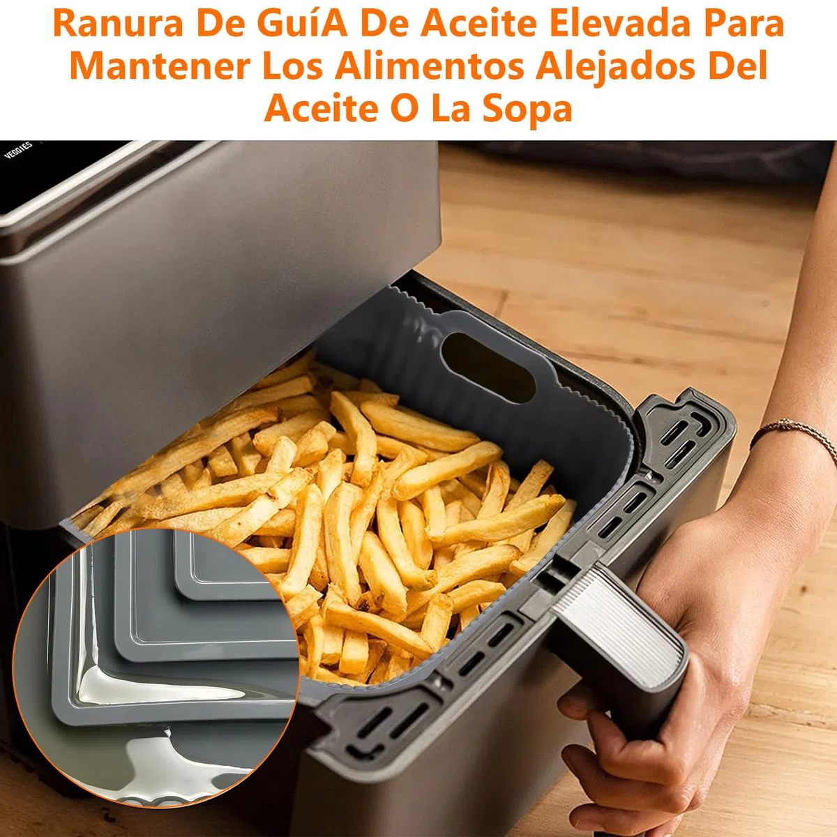 YINGRACE 23CM Molde Silicona Freidora de Aire, 2PCS Cuadrado Accesorios Freidoras de Aire para COSORI 6L/6,2L/6,4L, Cecotec 7,6L, Reutilizable Accesorios Freidora sin Aceite en lugar de Papel de Horno