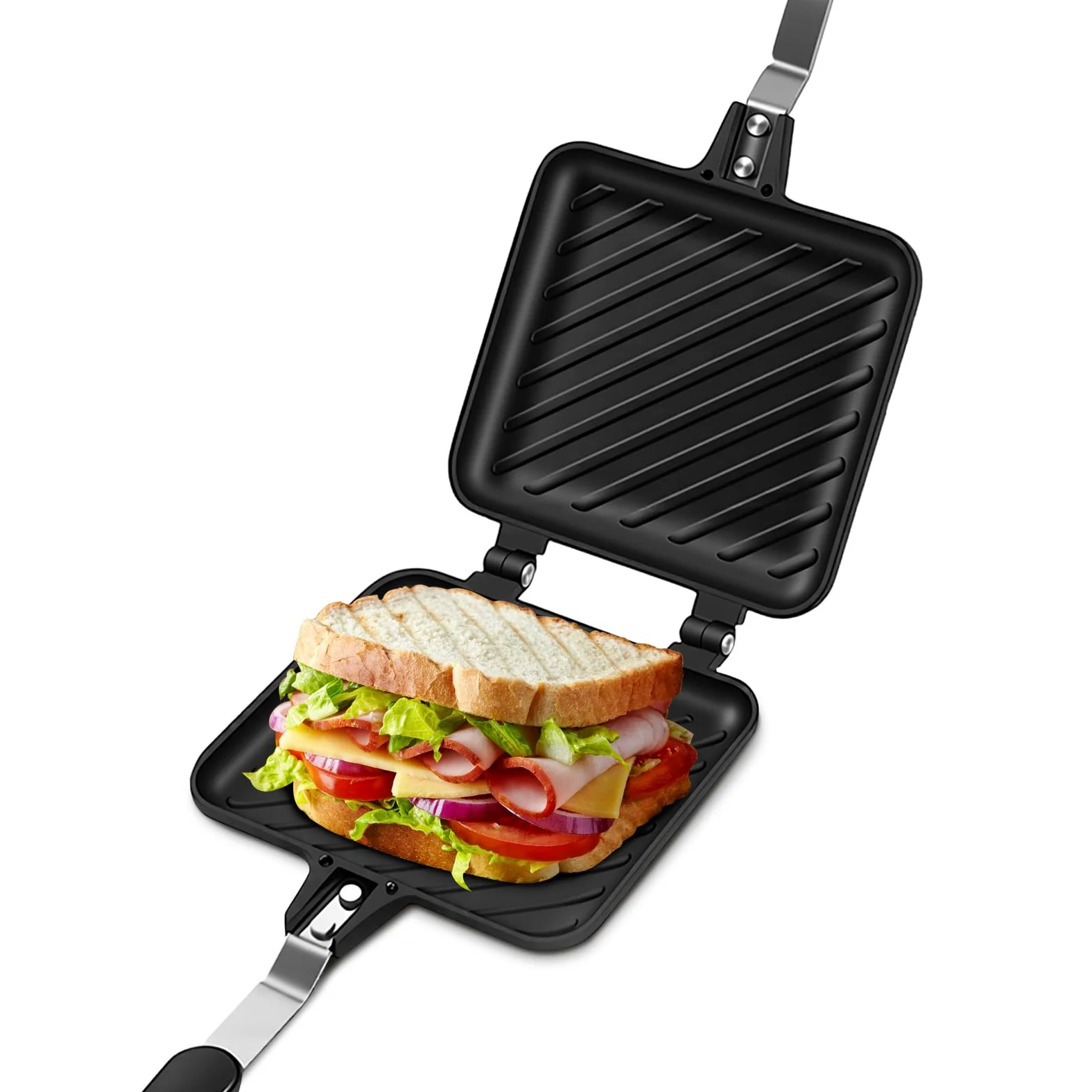 Sandwichera Caliente Panini Antiadherente - Sartén Doble Cara Fondo Plano