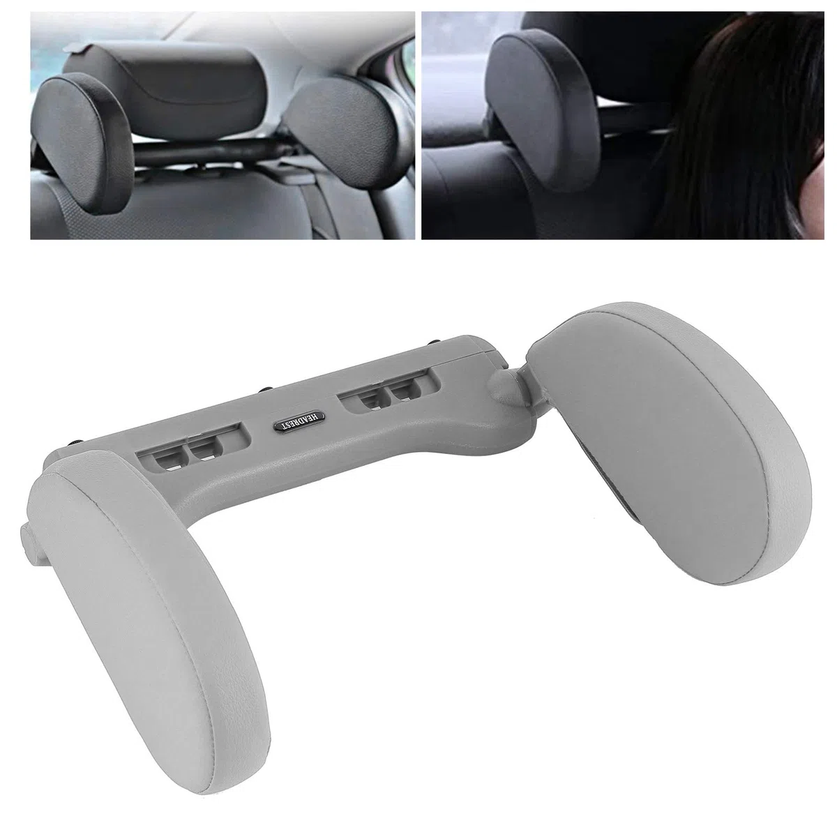 Reposacabezas de Asiento de Coche, Almohada de Cuello de Coche Ajustable de 180 Grados, Suave para Soporte de Cuello Y Cabeza de Coche Niños Adultos(Gris)