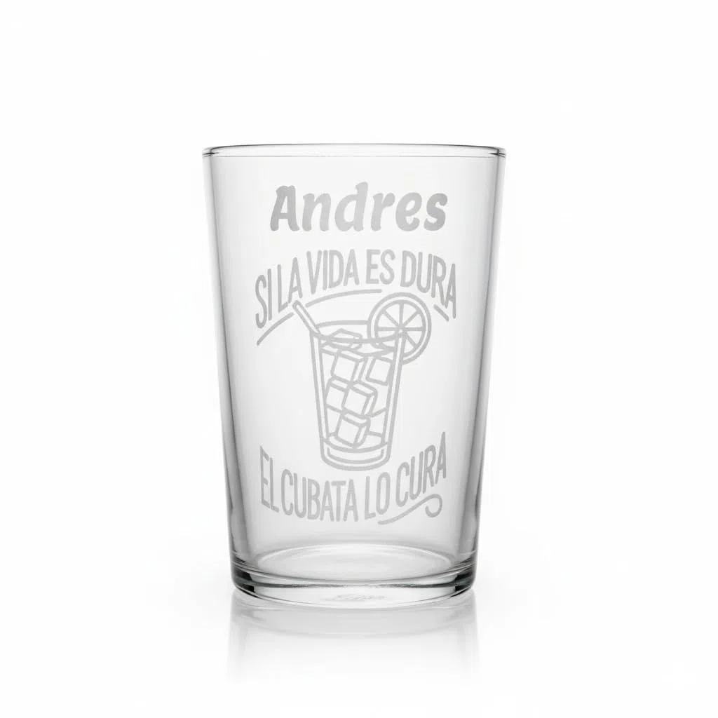 regalo grabado - Vaso personalizado, Grabado Textos, Dibujo, o Ambos | Vaso de Cristal | Capacidad 500 ml | apto Lavavajillas y Congelador | Grabado Imborrable