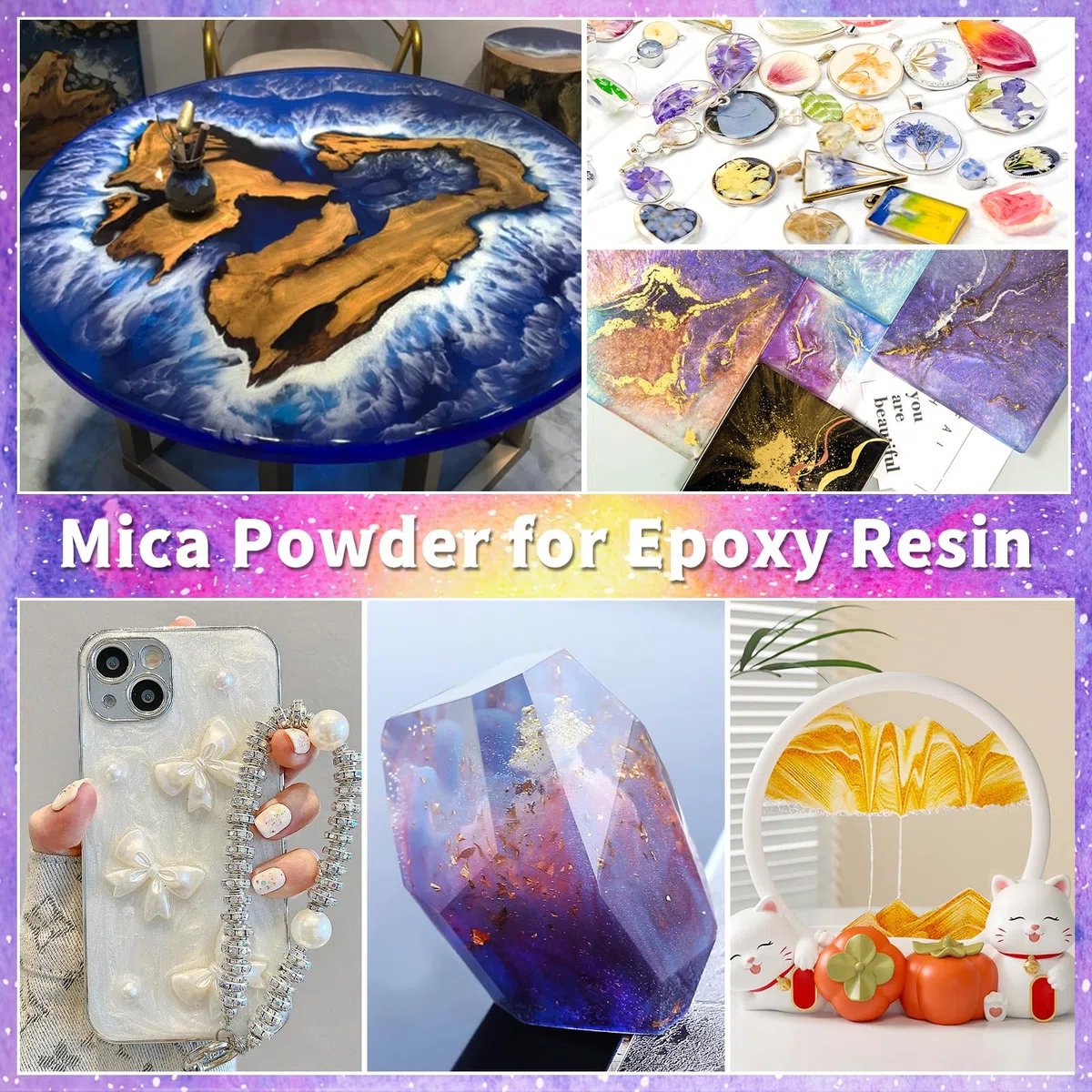 Pigmentos para Resina Epoxi, Polvo de Mica Metálico Natural para Manualidades, Pintura, Jabón, Bombas de Baño, Velas, Joyería (Negro)