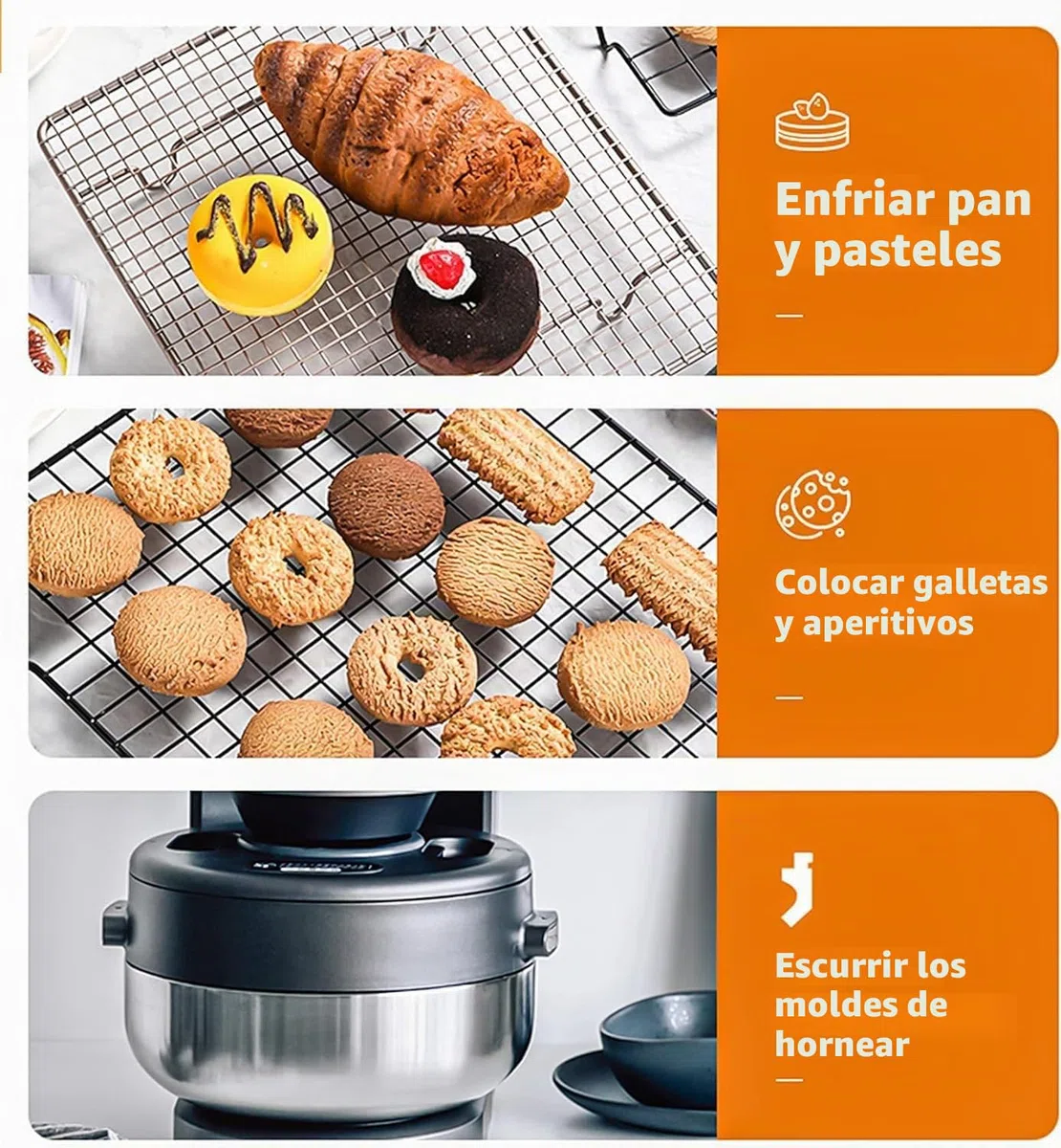 2 piezas rejillas de enfriamiento para tartas, rejillas de enfriamiento para enfriado uniforme y rápido de galletas y tartas (27,5 x 25,3 cm)