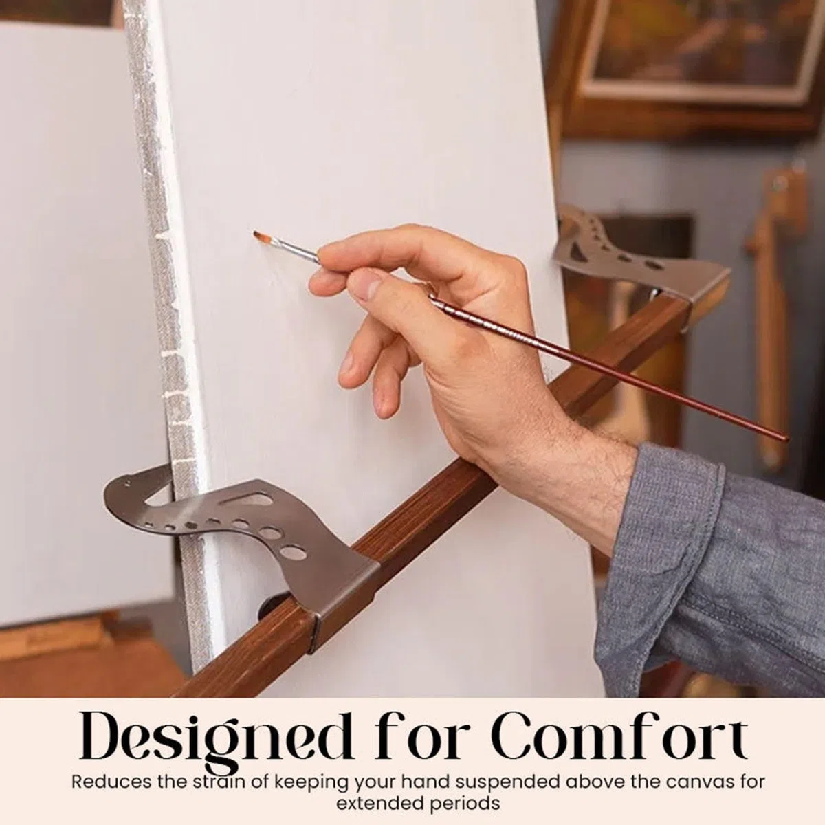 Caballete de , puente de soporte de mano, caballete ajustable, barra de soporte de apoyo de metal, reposamuñecas de metal, reposamuñecas para pintar las manos para el hogar, al aire libre, aula