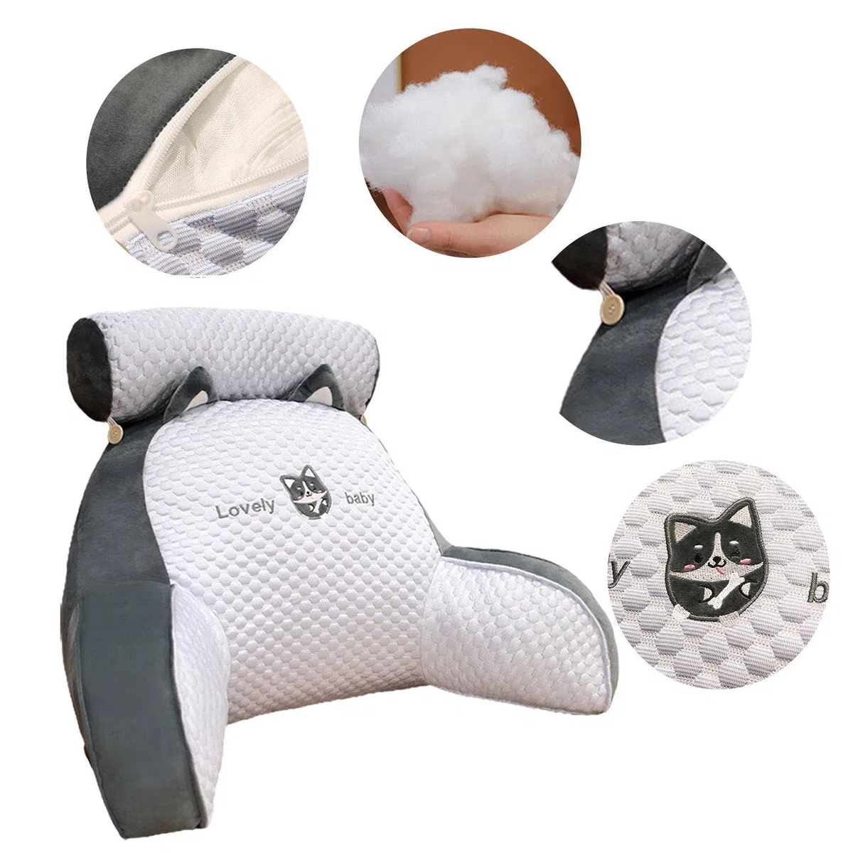Cojín para cama de lectura, respaldos para sentarse en la cama, cojín de lectura para cama, cojín para el respaldo de la cama, cojín cómodo con reposabrazos, cojín de lectura para adultos,