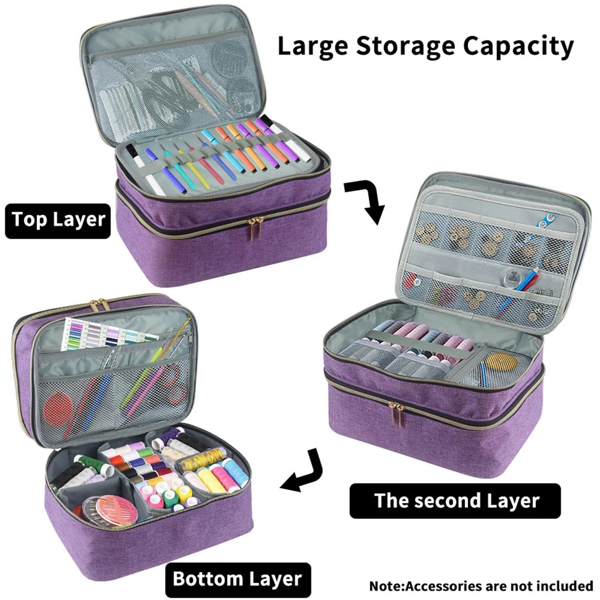 YINA Caja Organizadora de Kit de Costura | Estuche y Cesta de Almacenamiento para Suministros y Accesorios