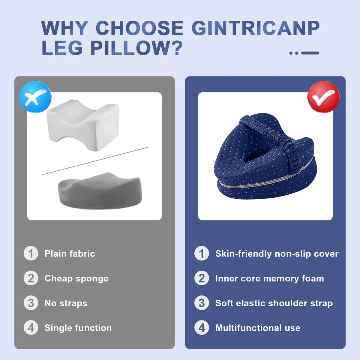 Cojin para Dormir Entre Las Piernas, Almohada para Piernas, Almohada Ortopédica De Espuma Viscoelástica Forma Corazón para Alineación De Cadera y Columna, para Ciática, Dolor De Espalda