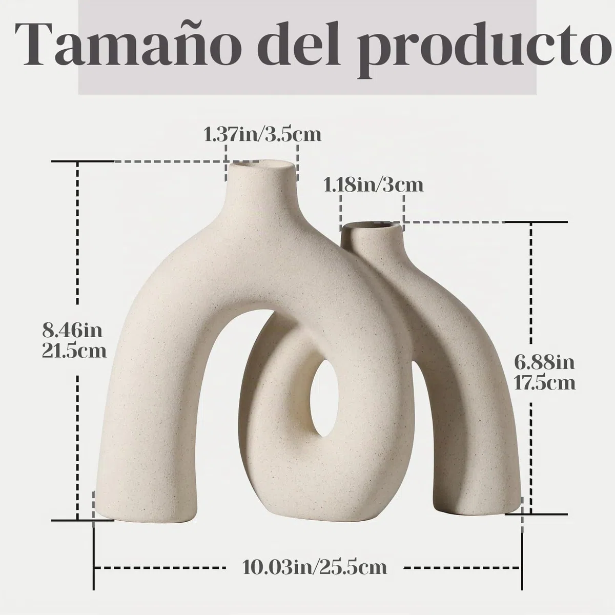 Jarron de Cerámica, Estilo Boho Nórdico Moderno Decorativo Jarron de Flores Estético Cerámico para Decoración del Hogar (Beige)