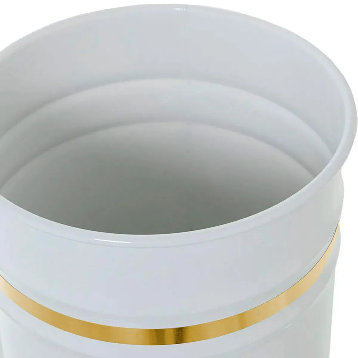 AC - Paragüero Redondo con Adorno - Fabricado en Latón - Soporte para Paraguas cilíndrico metálico para Entrada de oficinas, hogar, diseño clásico - Ø 23,2 x 40,4 cm - Color Blanco/Dorado