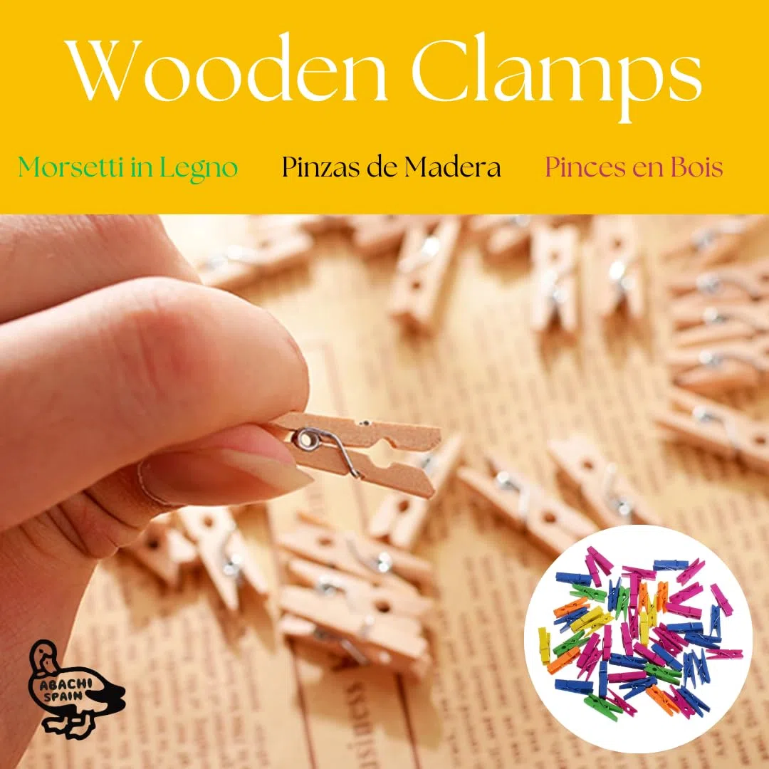 Genérico ABACHI WOOD-Marco Fotos de Madera para Pared, Colgar Fotos Pared con Pinzas, para Manualidades, Decoración del Hogar y Regalos, (40 x 4 x 2 cm), 2 Packs