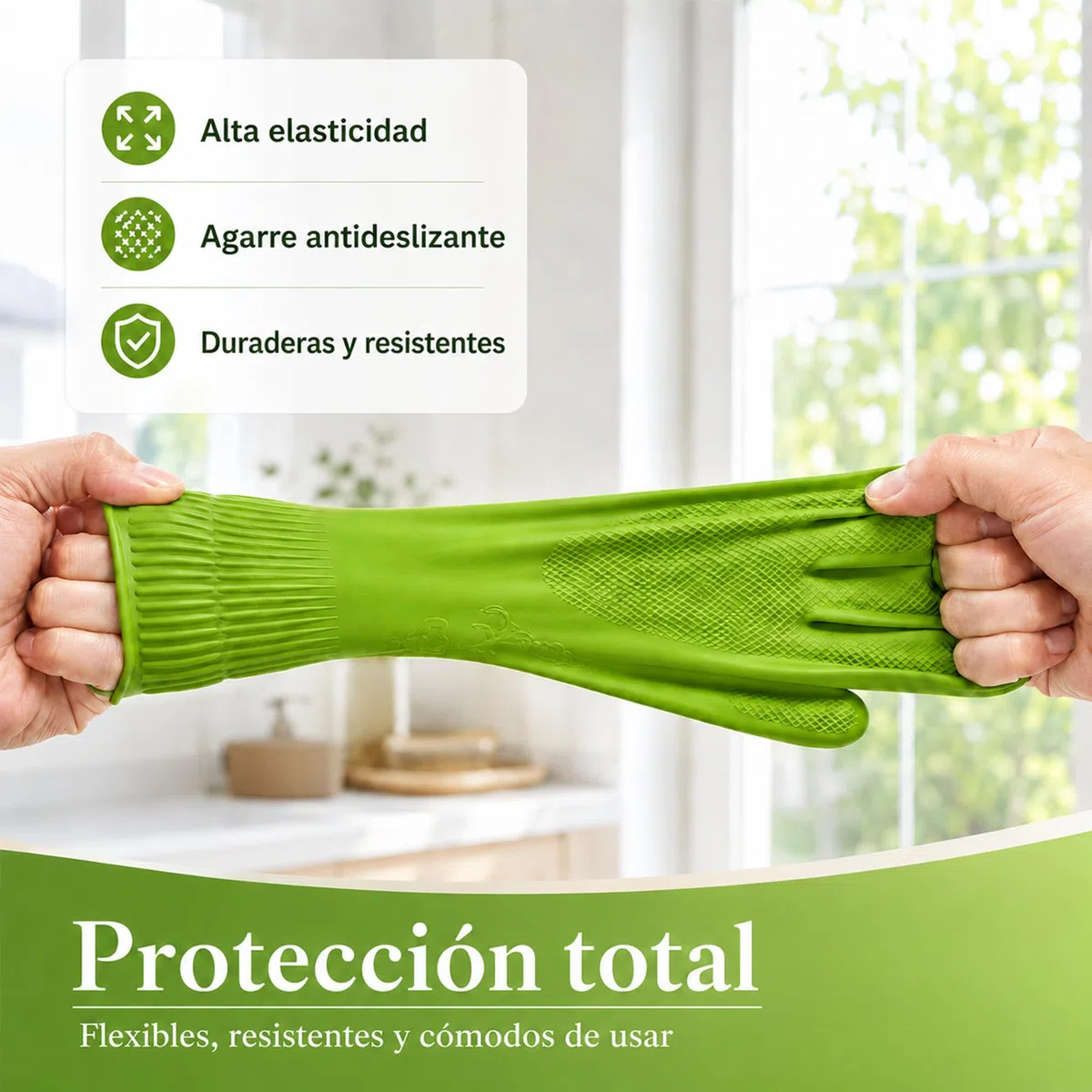 3 pares de guantes de goma para lavar platos de cocina, guantes antideslizantes para lavar platos, reutilizables e impermeables para el hogar