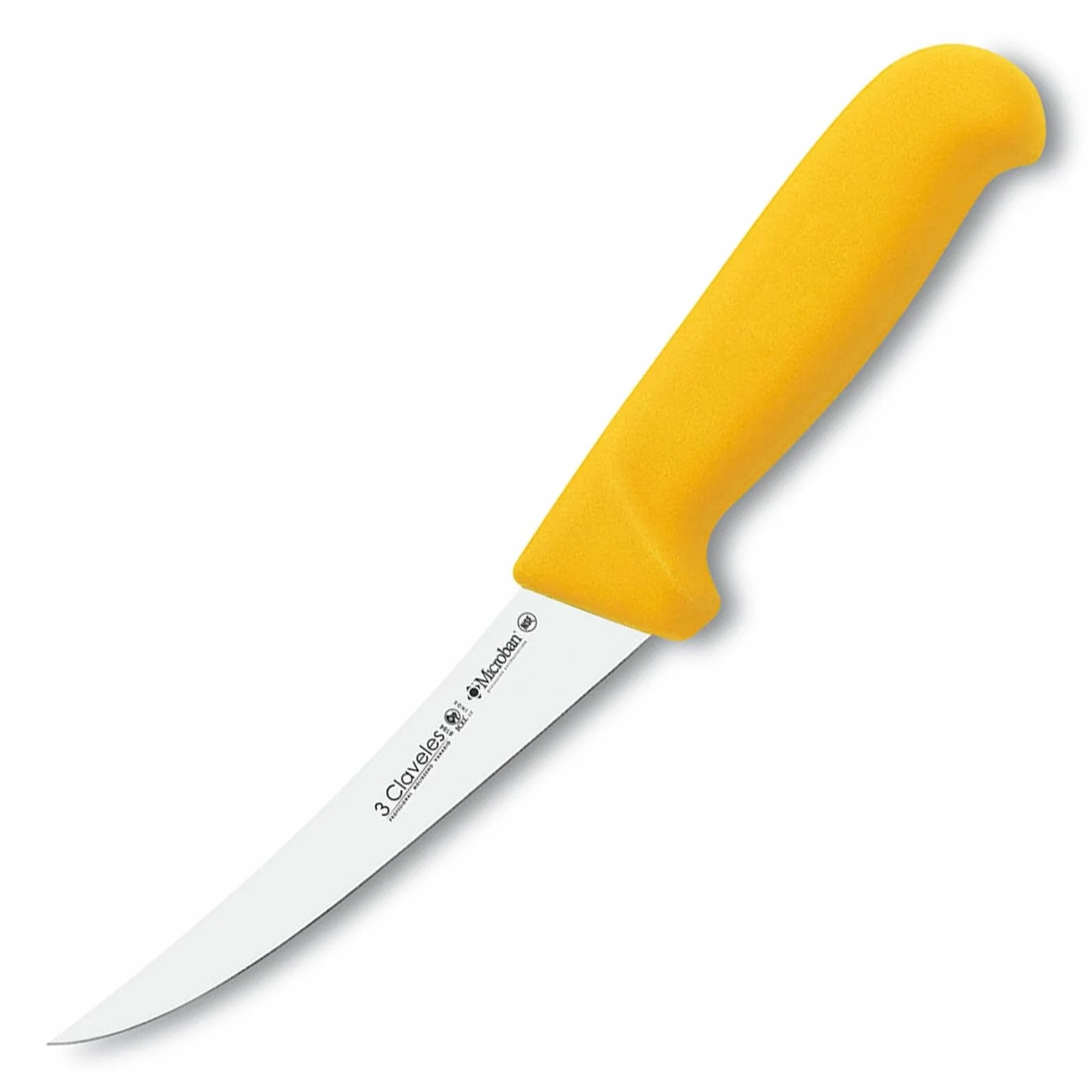 3 CLAVELES 8184 Cuchillo deshuesar semi-flexible curvo Proflex acero inoxidable amarillo 13 cm