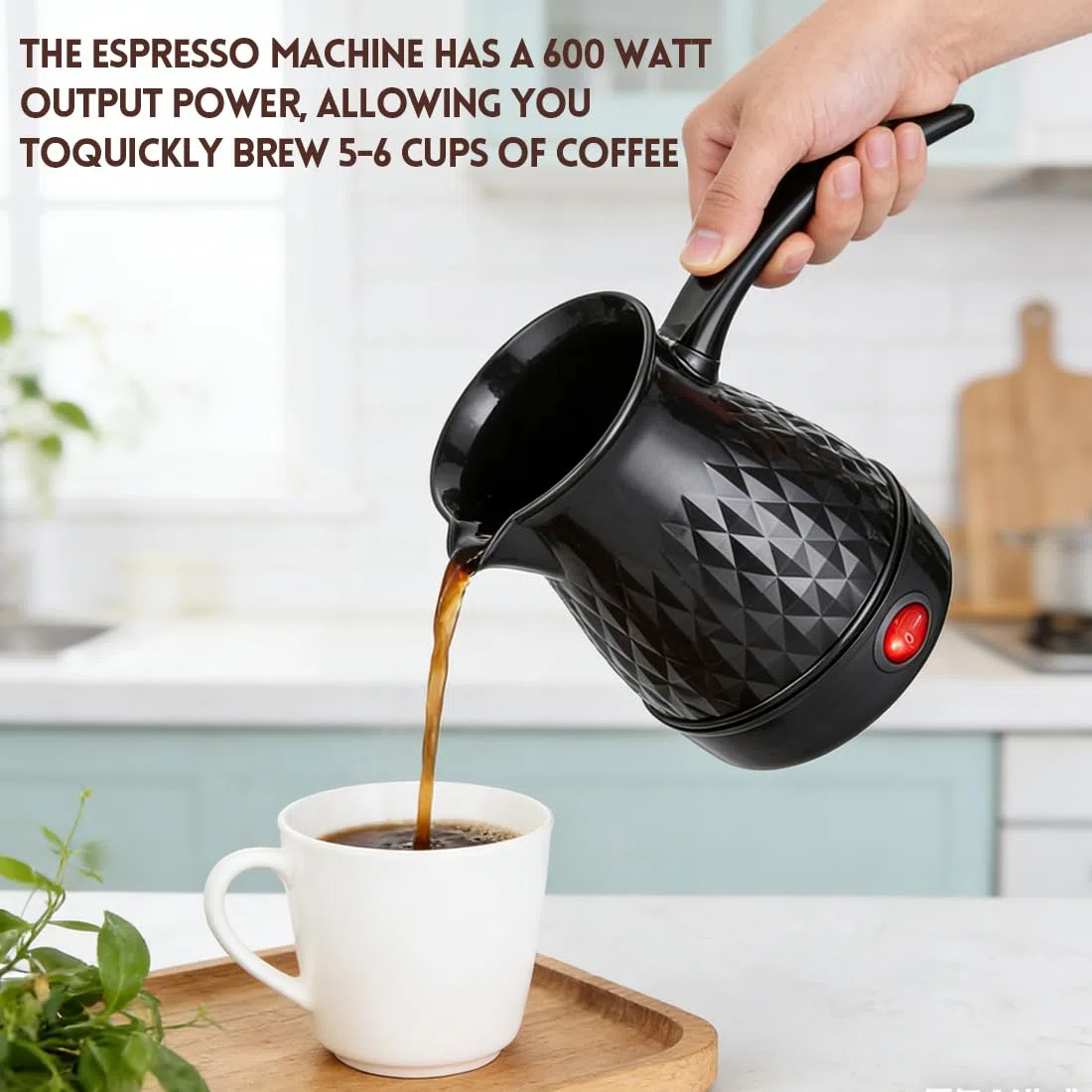 Yuragim Cafetera Eléctrica Turca 500 ml Cafetera Turca Eléctrica con Manija, Máquina de Café Café Eléctrica Turca, Cafetera Moka, para Hogar, Oficina, Viajes