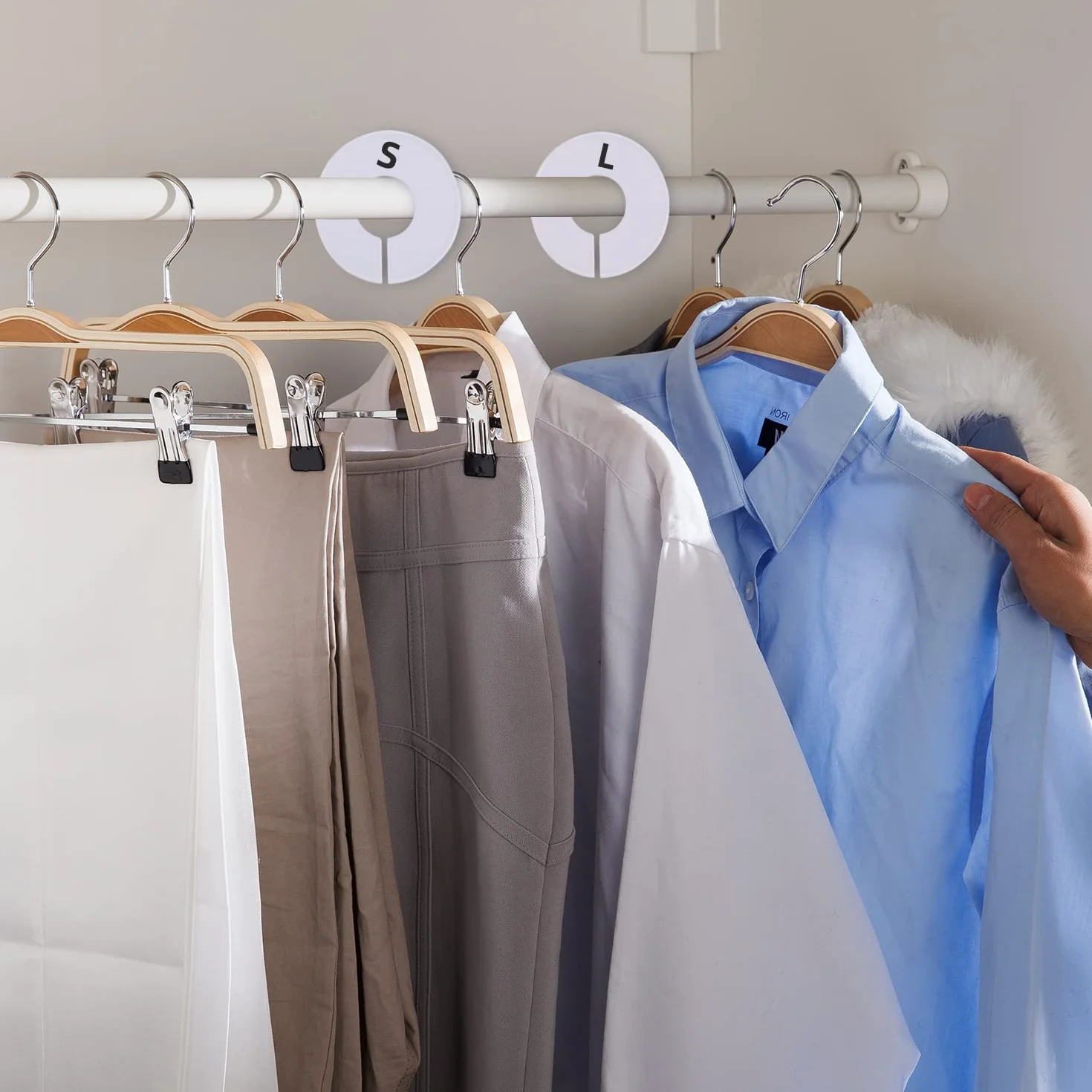 Separadores Tamaño de Ropa, Perchas Divisores para Armario, 40 Piezas, con Bolígrafo (Blanco)