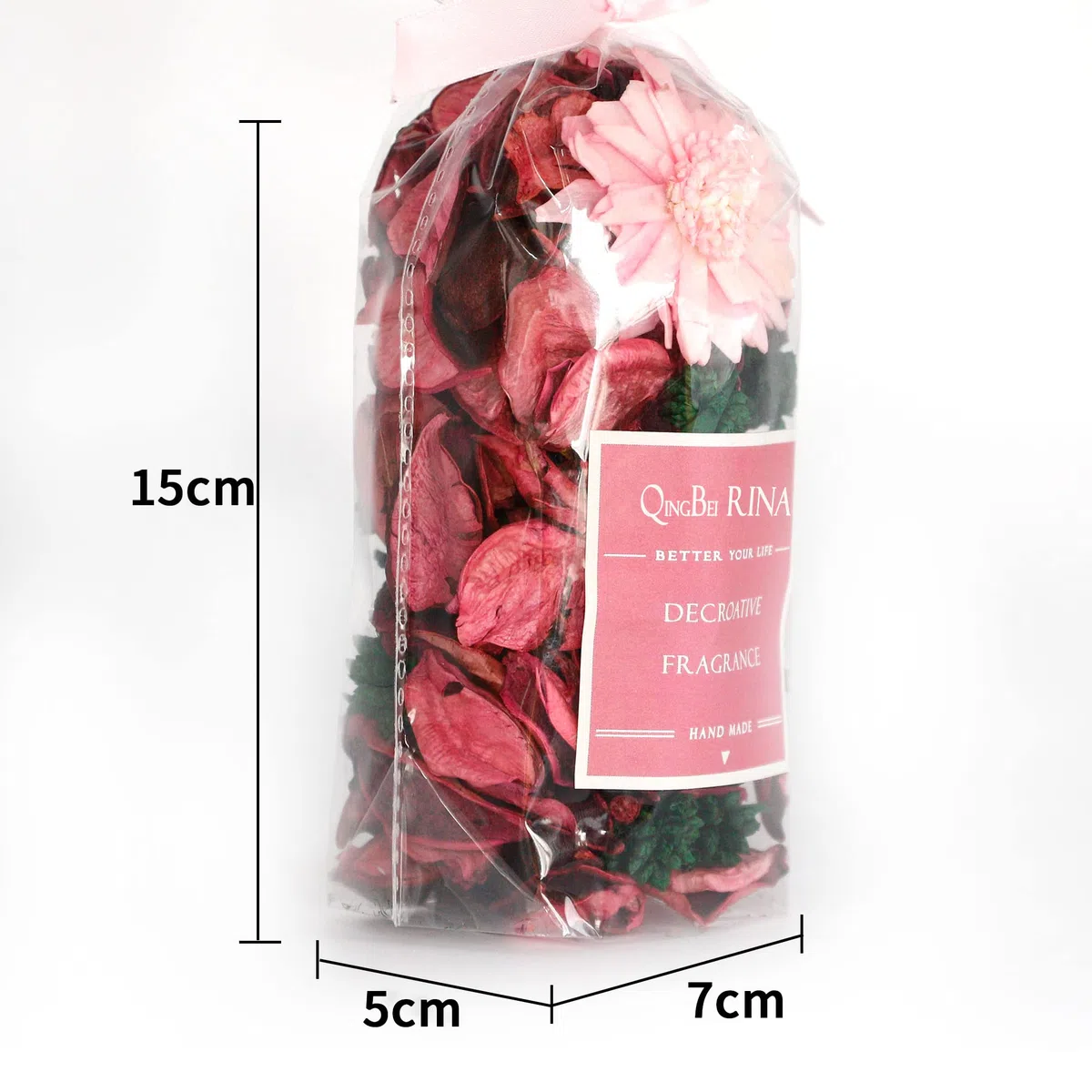 Qingbei Rina Popurrí de primavera aroma, decoración de popurrí de rosas, popurrí de flores de flores D'ekorative florero, bolsitas de frangrance para el hogar, 90 g