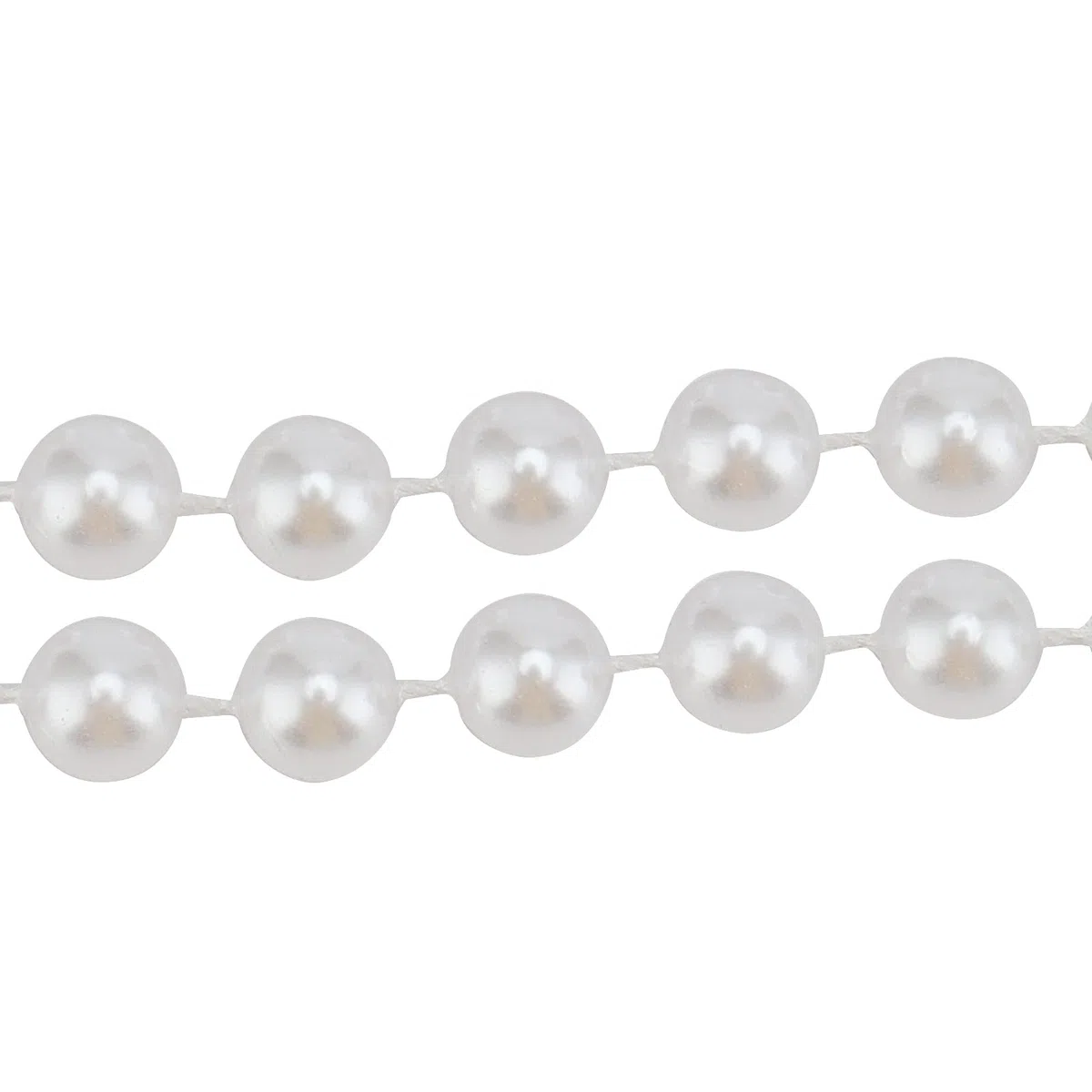 2 Rollos de 10 mm, Cadena de Perlas Artificiales, Guirnalda de Perlas de Pesca, Cuerda de Perlas, Cadena Decorativa para Bricolaje, Navidad, decoración de Mesa, Blanco, 10 m de Longitud